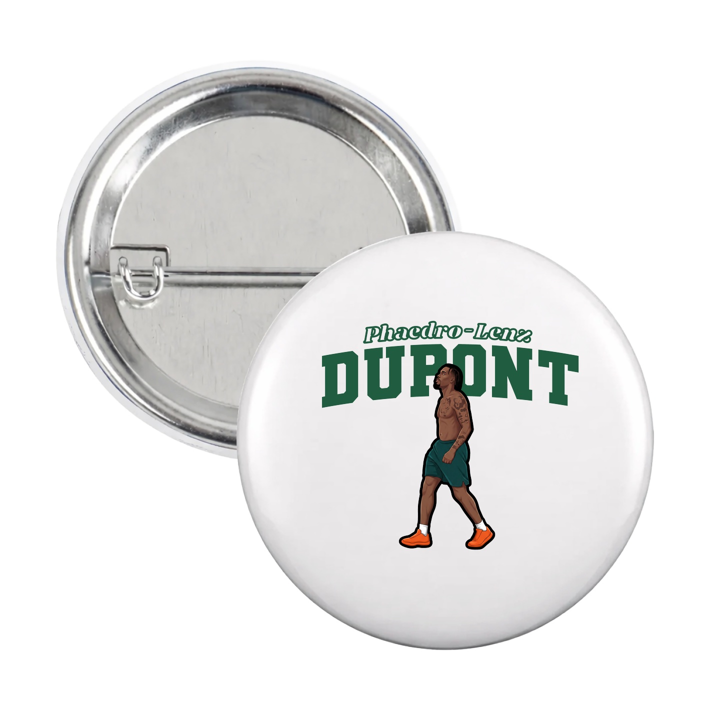 Game Day Button — Name Arch in White