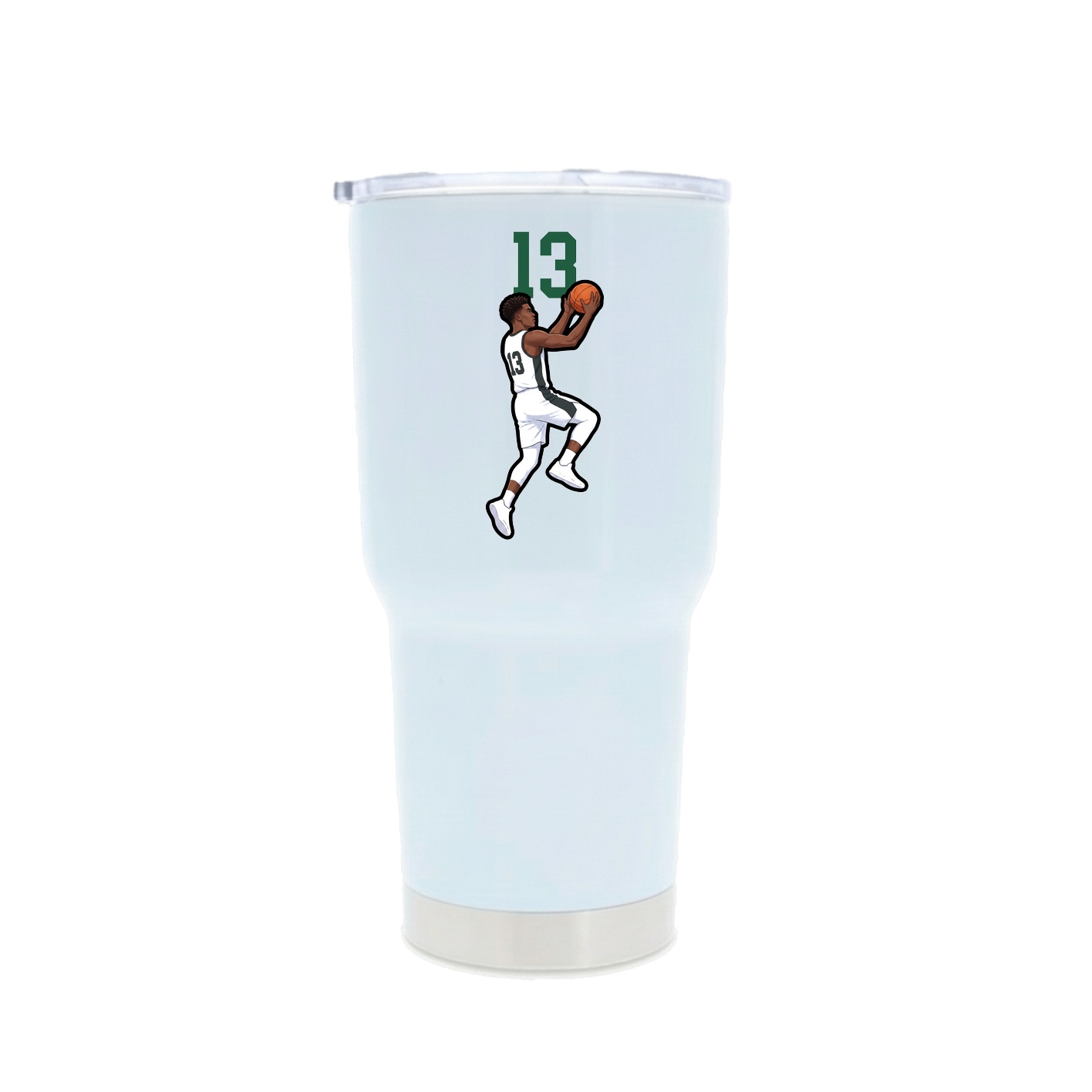 30oz Stainless Steel Tumbler — Number Top in White