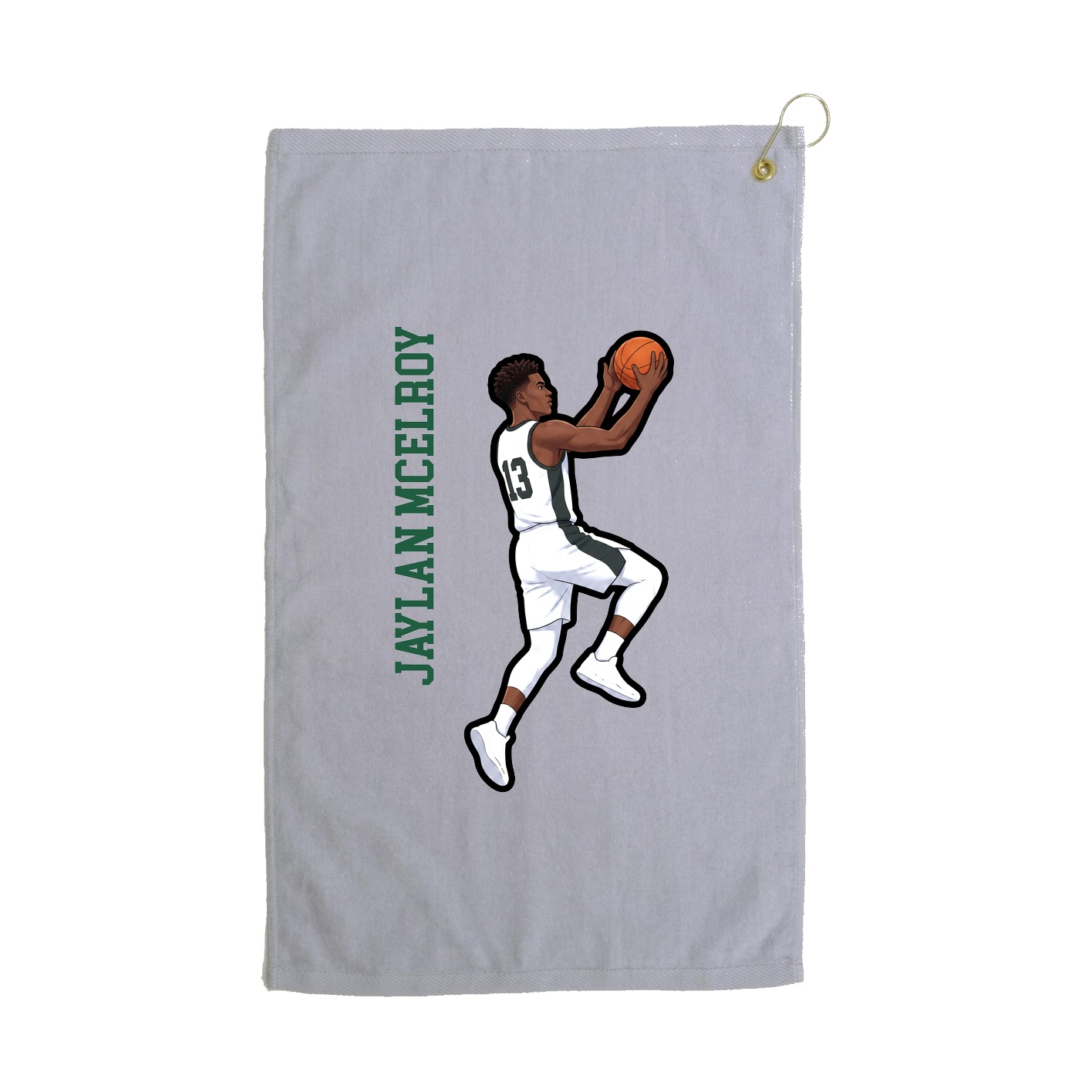 Golf Towel — Name Vertical in Grey