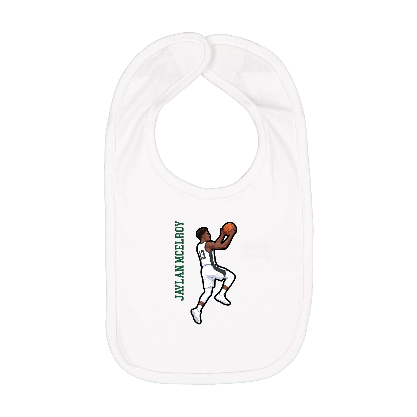 Infant Bib — Name Vertical in White