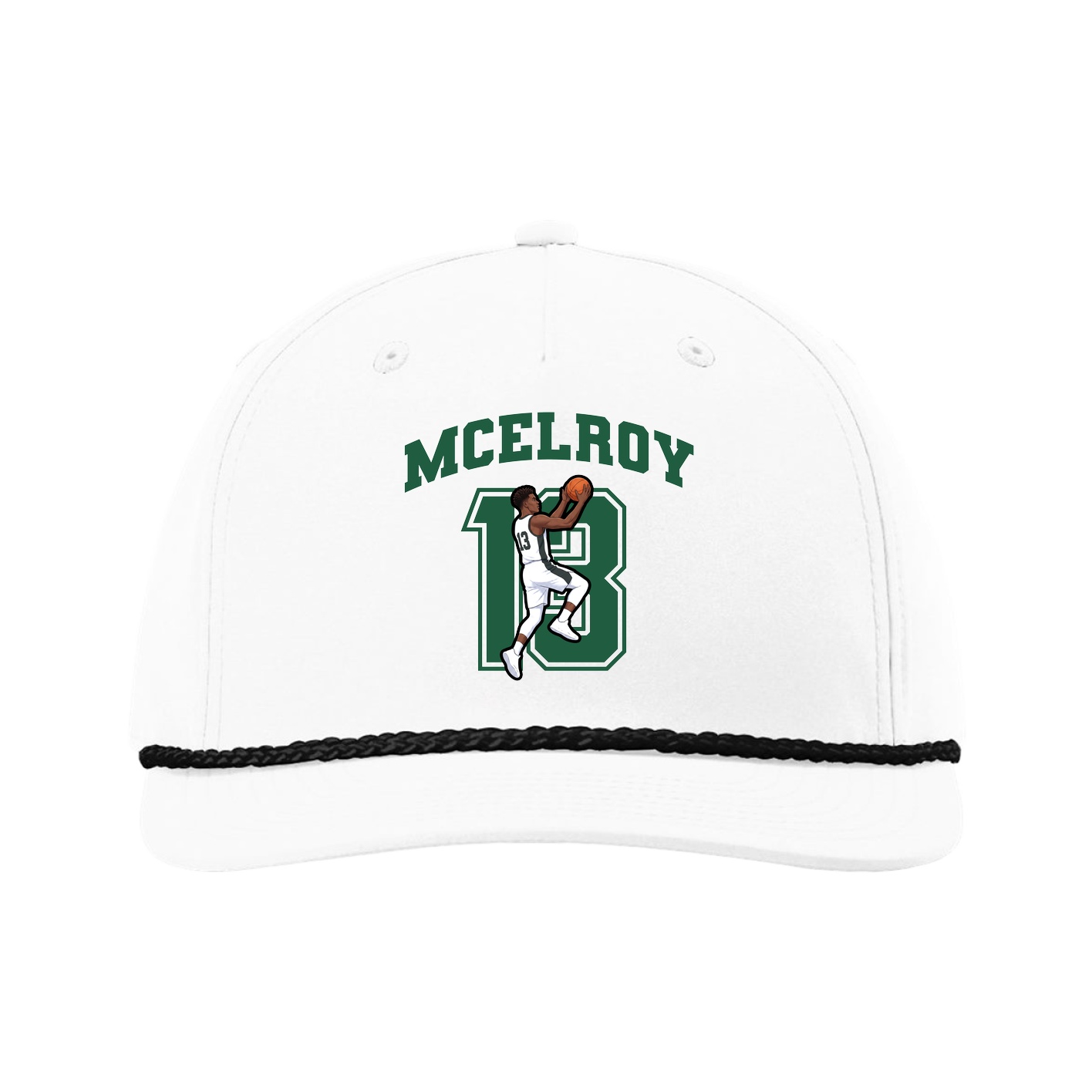 Five-Panel Classic Rope Cap — Number in White