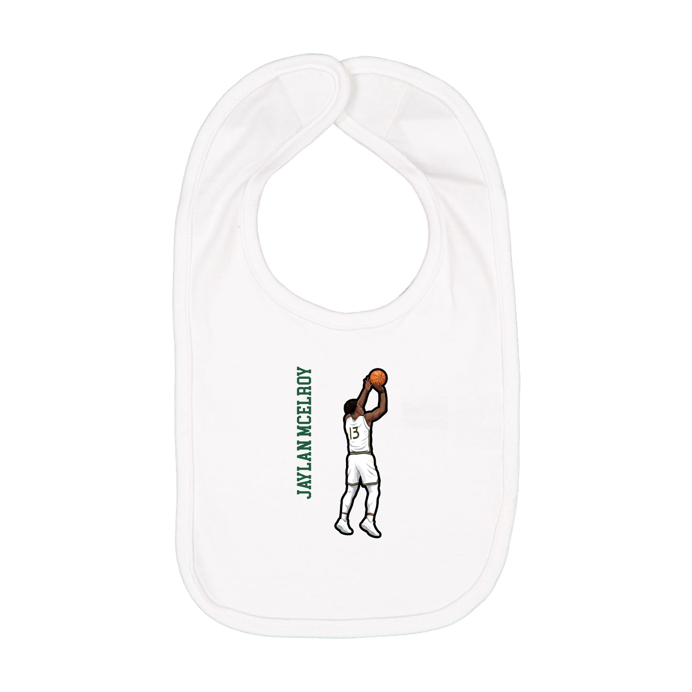 Infant Bib — Name Vertical in White