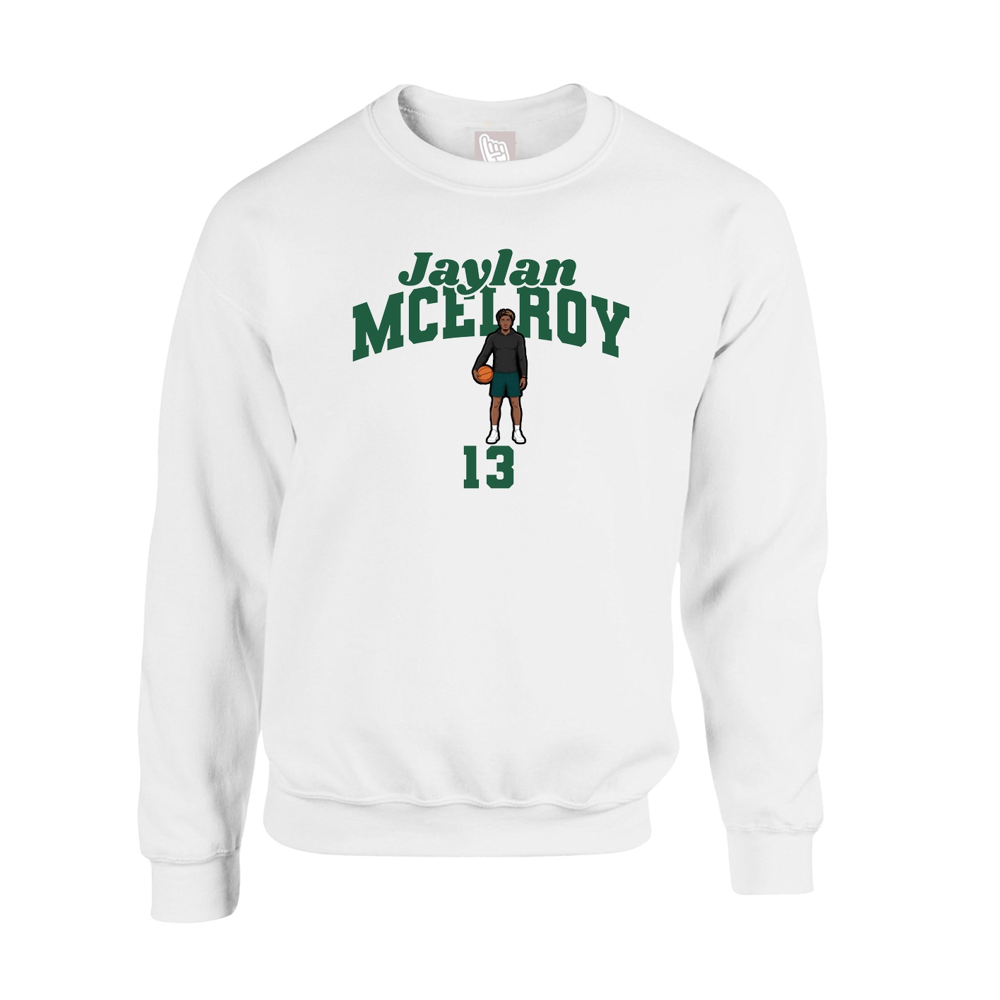 Fleece Crew — Signature Arch in White