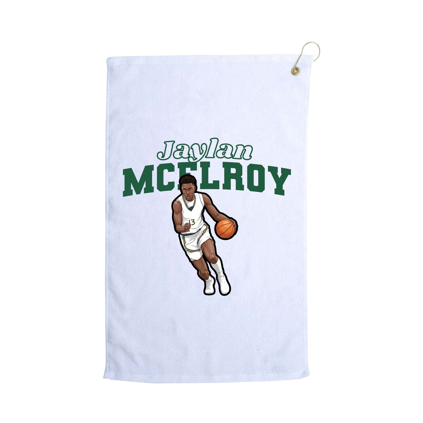 Golf Towel — Name Arch in White