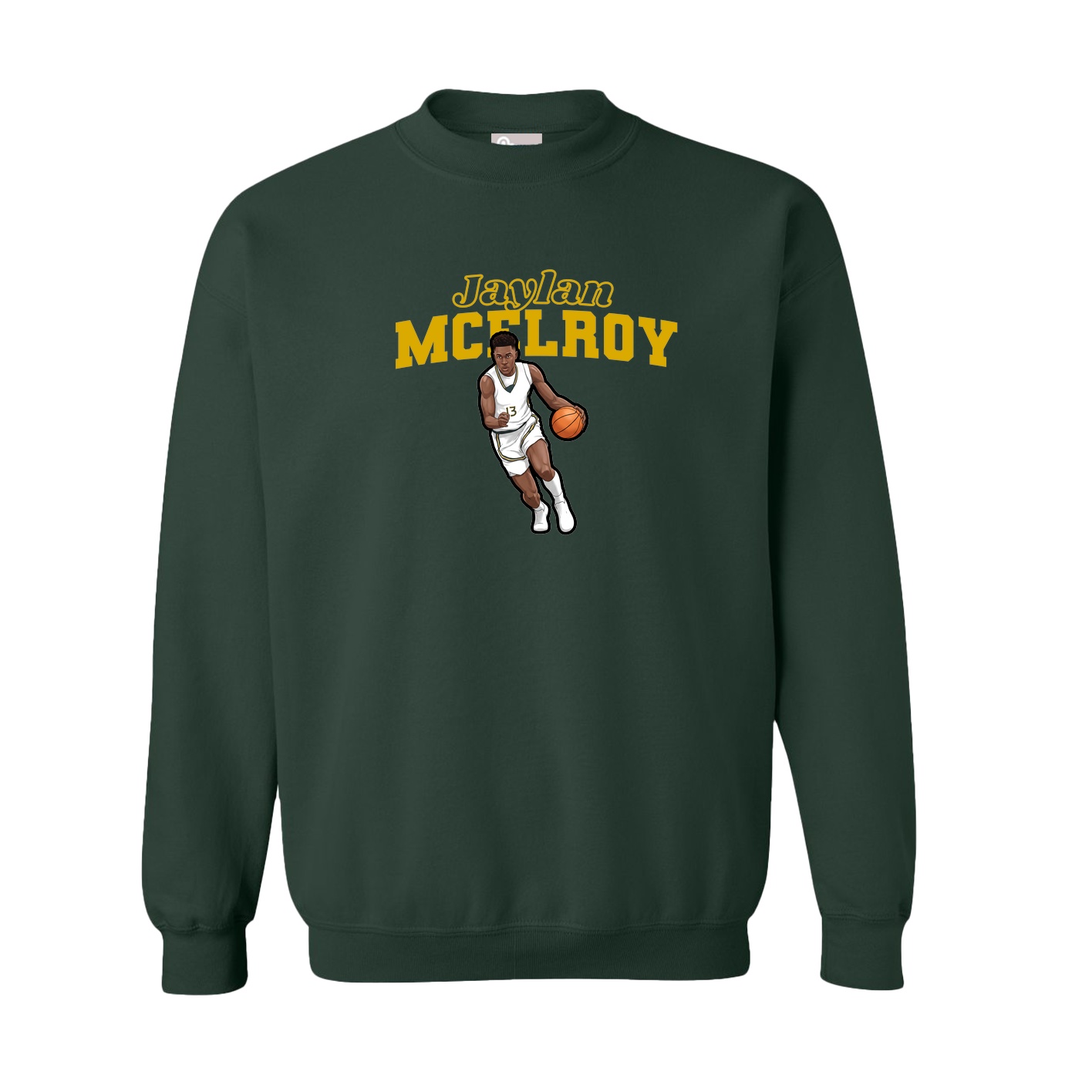 Fleece Crew — Name Arch in Green