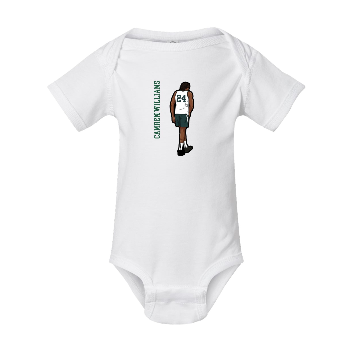 Baby Onesie — Name Vertical in White