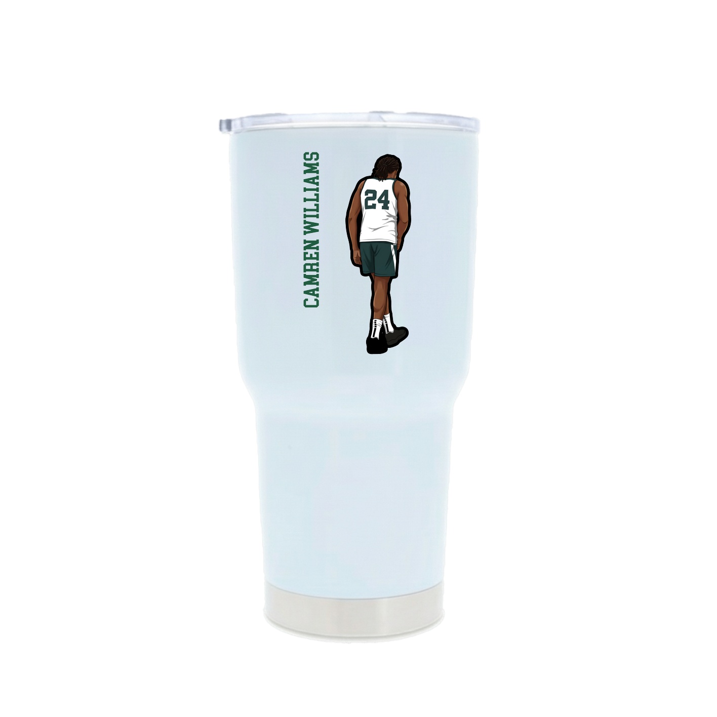 30oz Stainless Steel Tumbler — Name Vertical in White