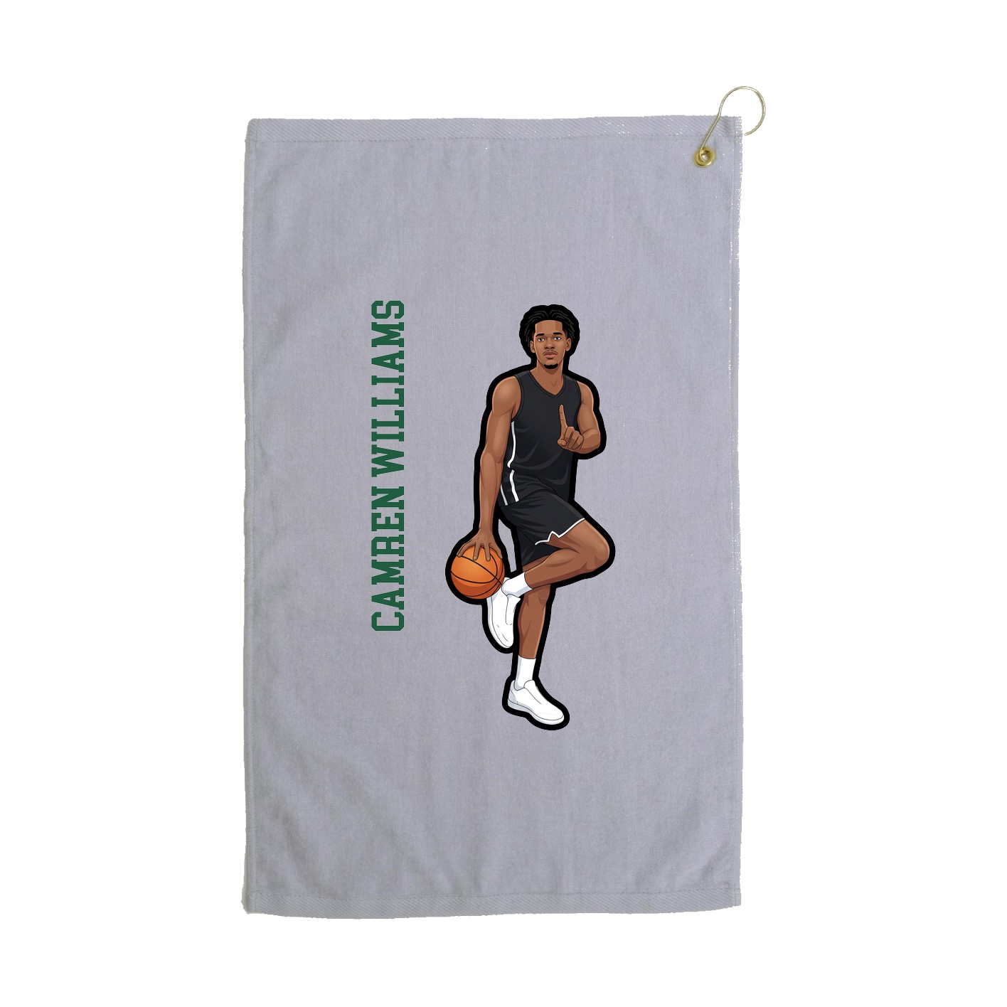 Golf Towel — Name Vertical in Grey