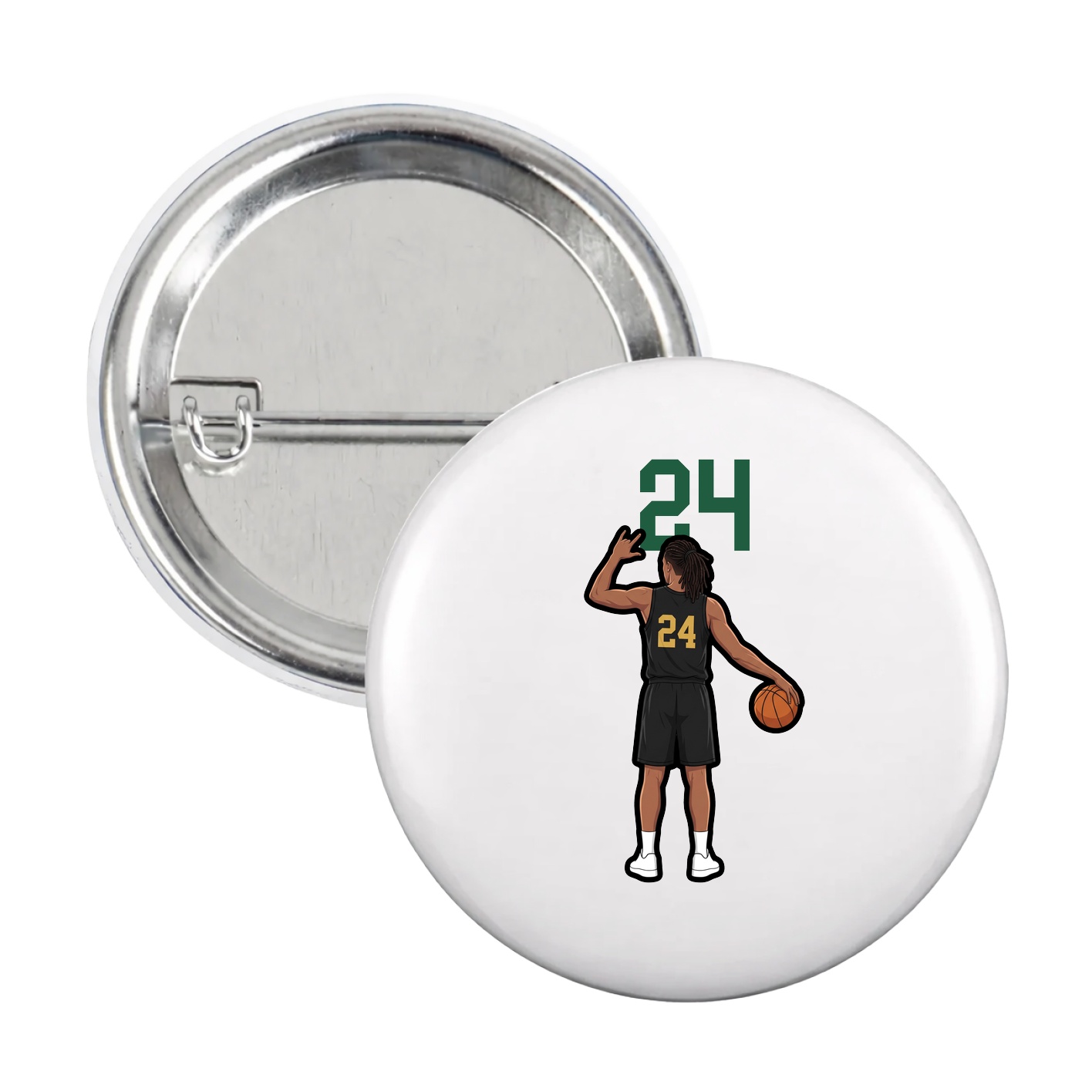 Game Day Button — Number Top in White