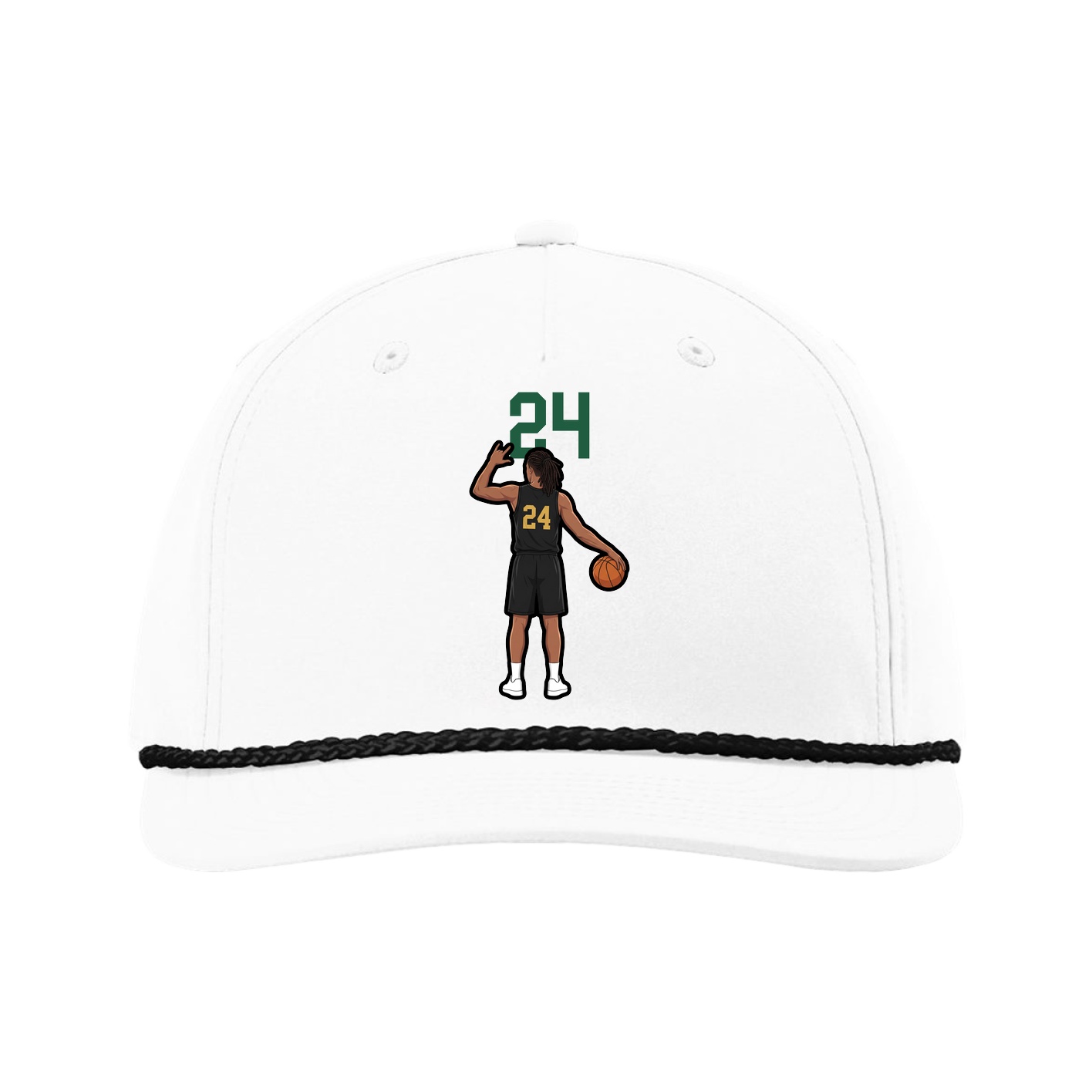 Five-Panel Classic Rope Cap — Number Top in White