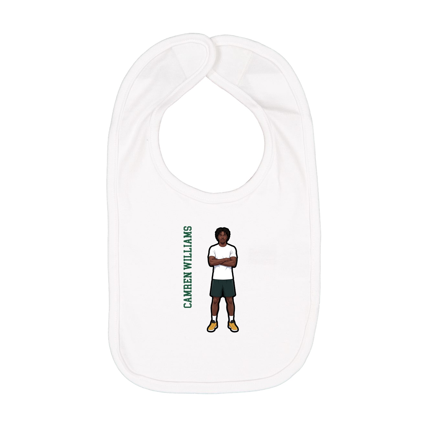 Infant Bib — Name Vertical in White
