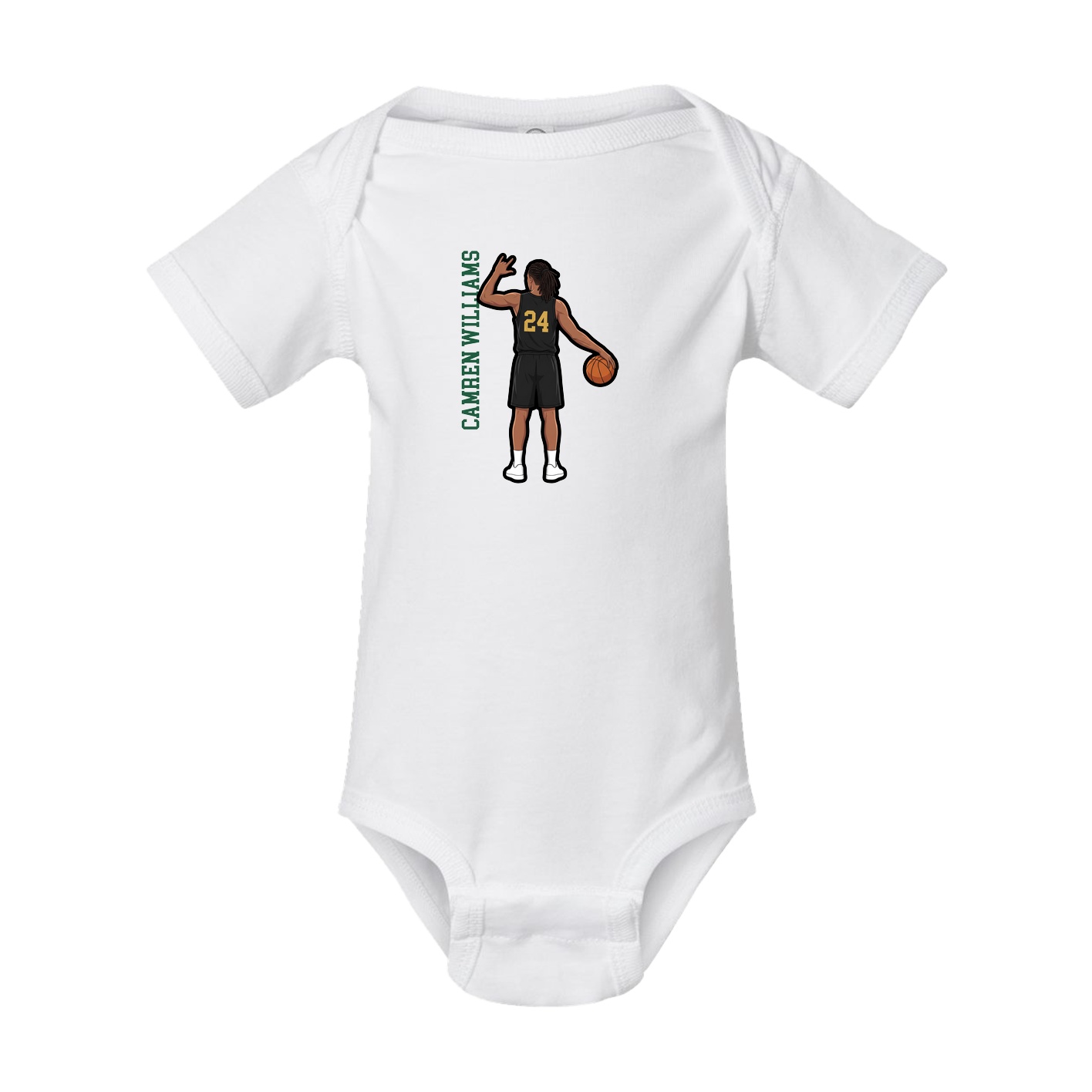 Baby Onesie — Name Vertical in White