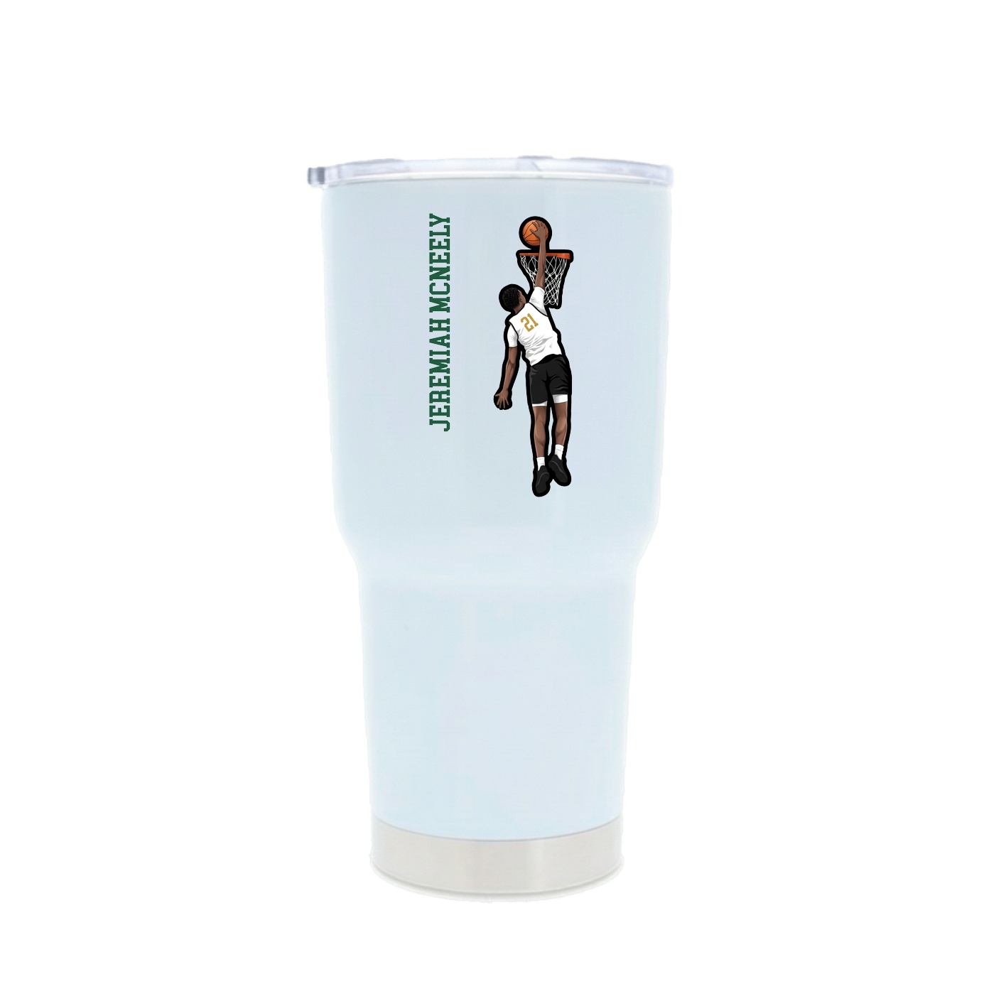 30oz Stainless Steel Tumbler — Name Vertical in White