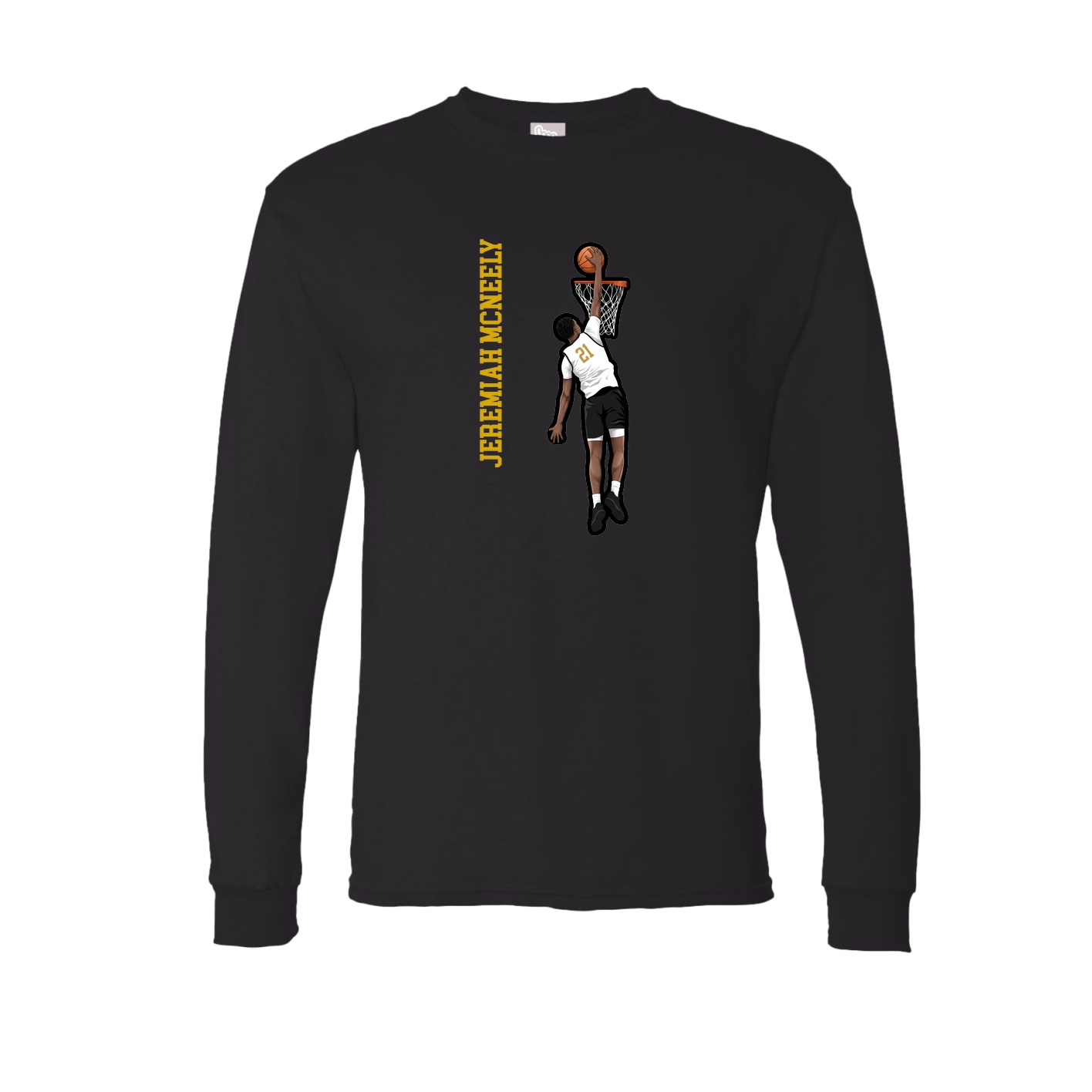 Long Sleeve Tee — Name Vertical in Black