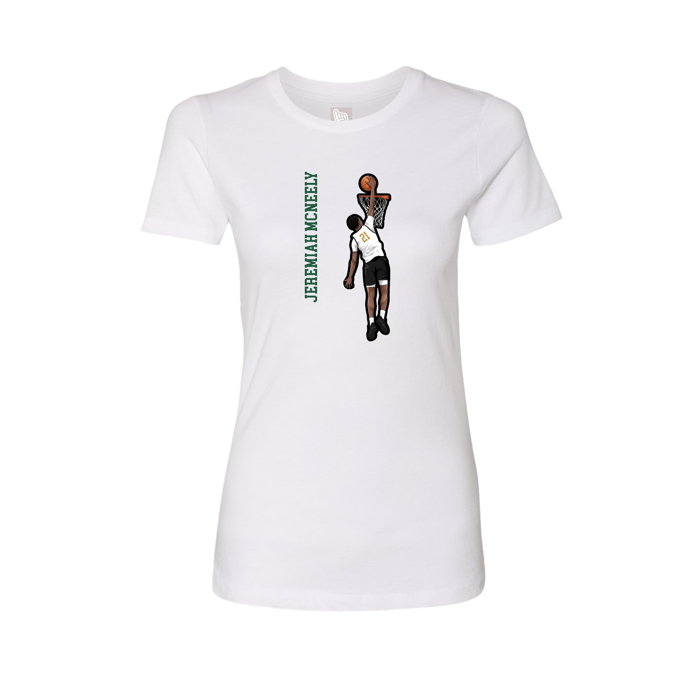 Fitted Women's Tee — Name Vertical in White
