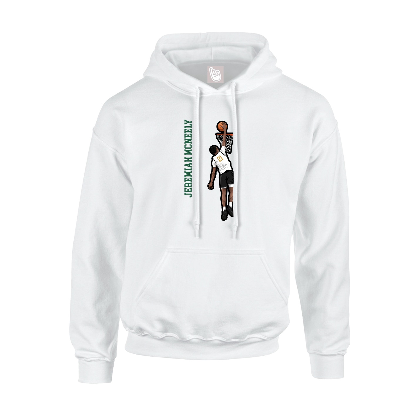 Youth Hoodie — Name Vertical in White