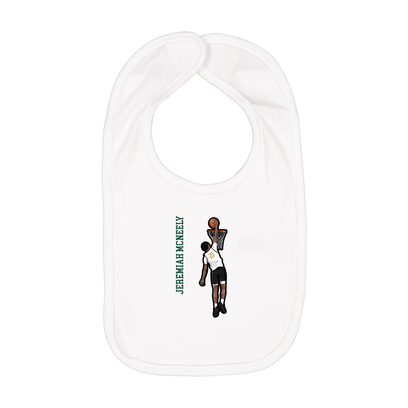 Infant Bib — Name Vertical in White