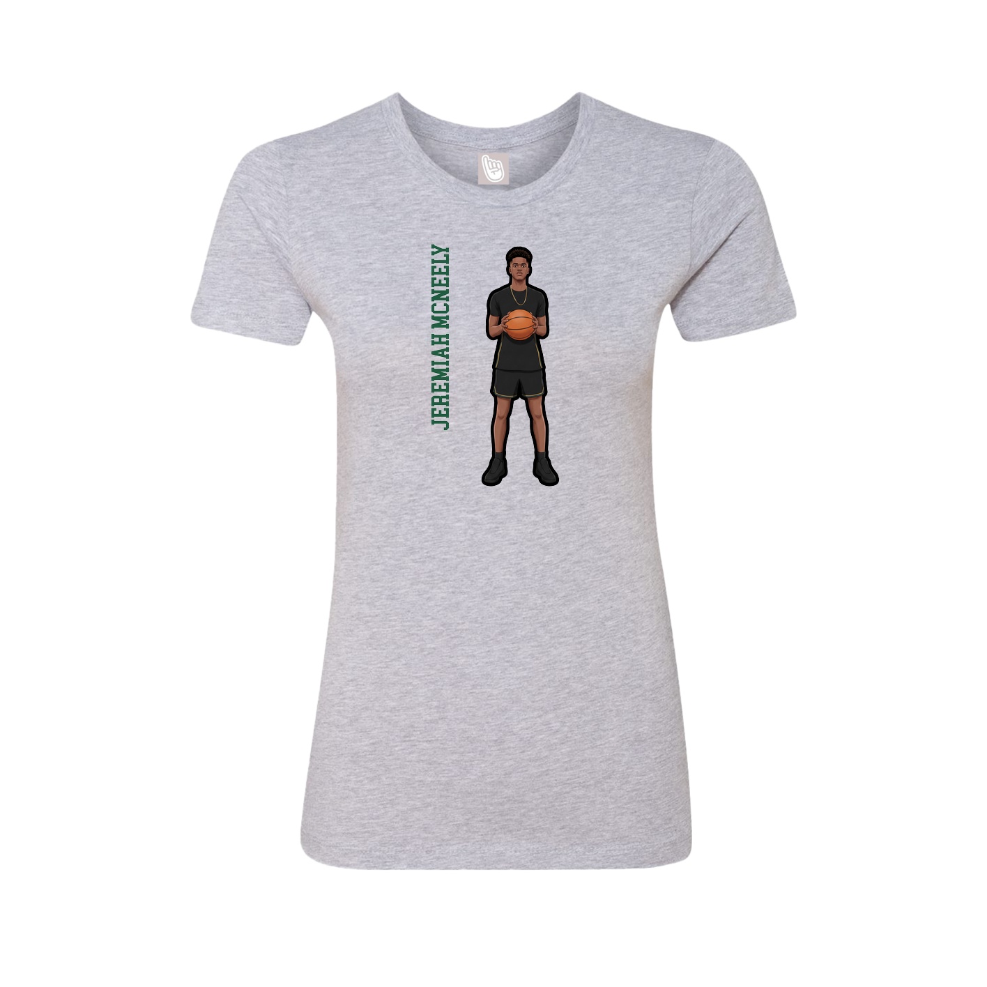 Fitted Women's Tee — Name Vertical in Grey