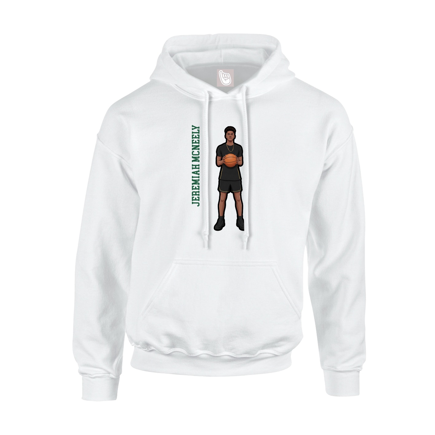 Youth Hoodie — Name Vertical in White