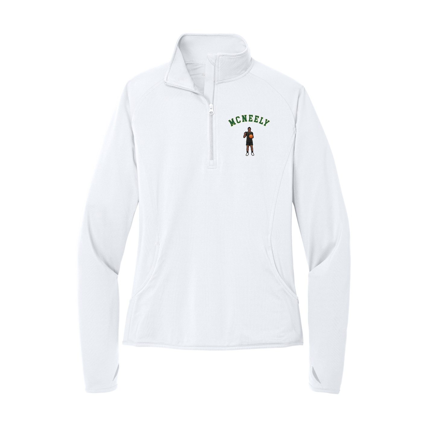 Women's Q-Zip Pullover — Shirsey Arch in White