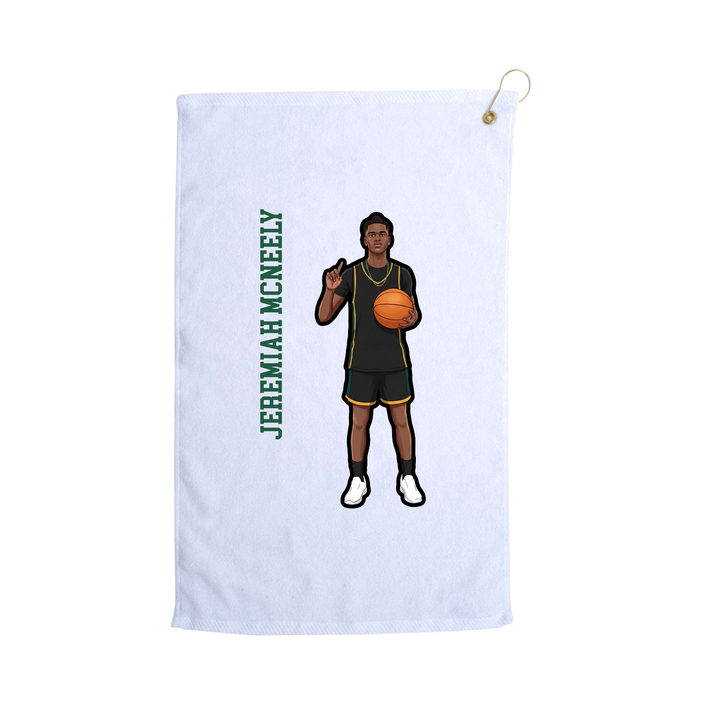 Golf Towel — Name Vertical in White