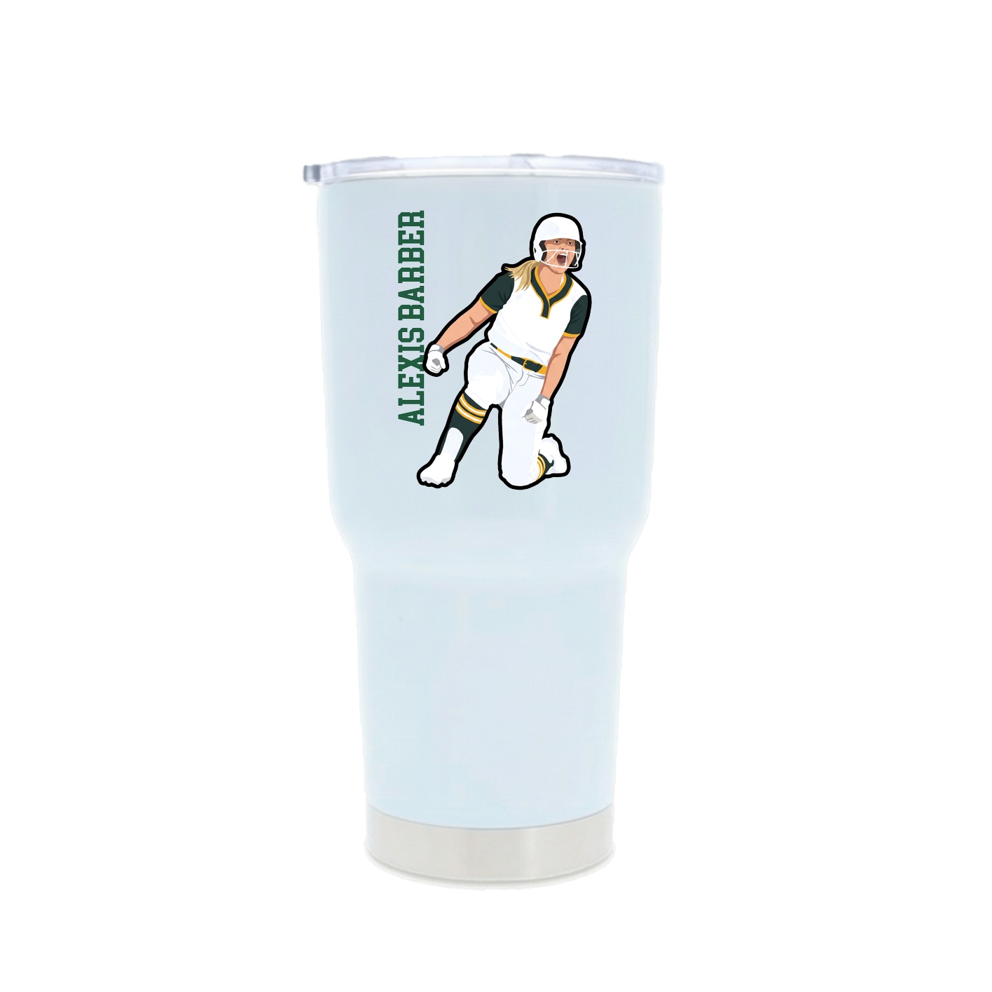 30oz Stainless Steel Tumbler — Name Vertical in White