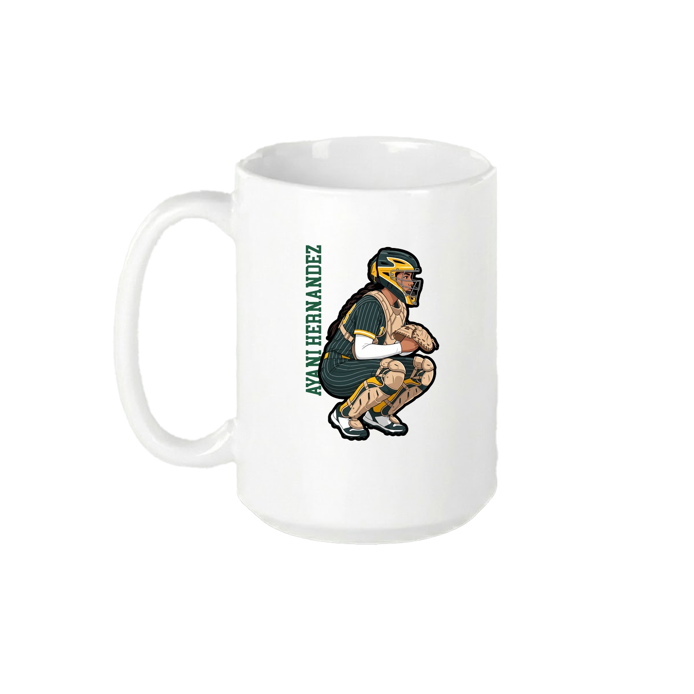 15oz Coffee Mug — Name Vertical in White