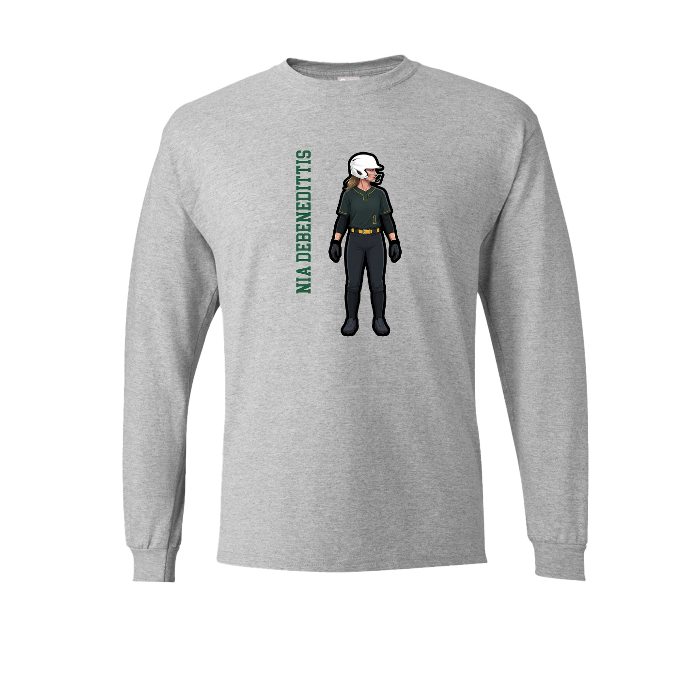 Long Sleeve Tee — Name Vertical in Grey