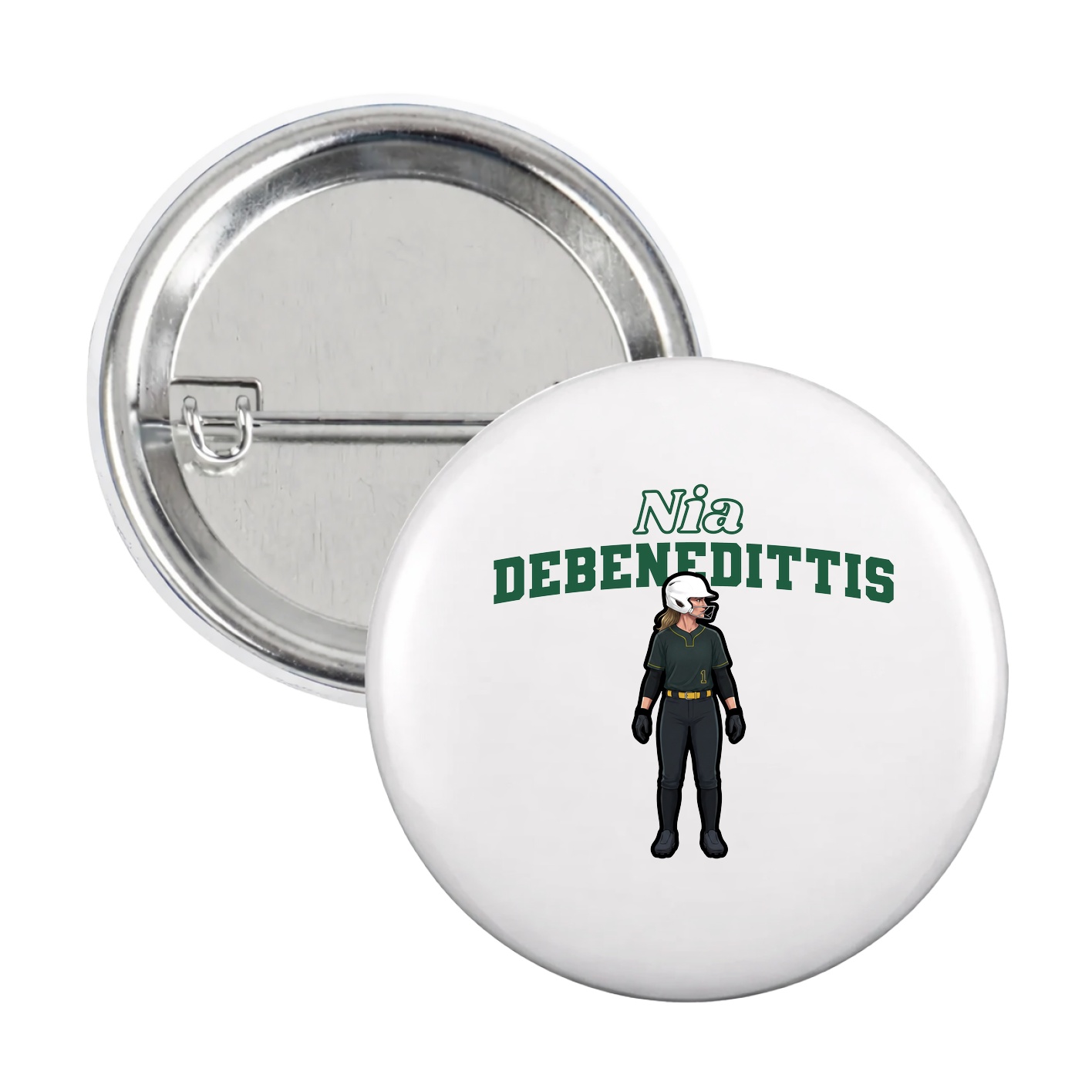 Game Day Button — Name Arch in White