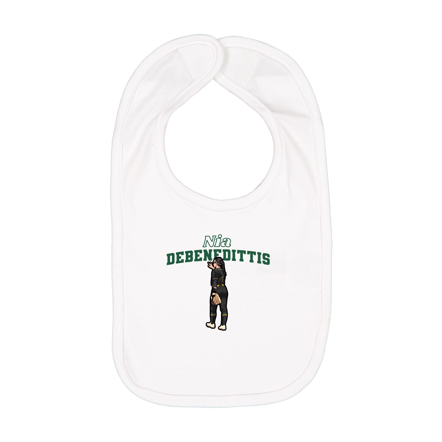 Infant Bib — Name Arch in White