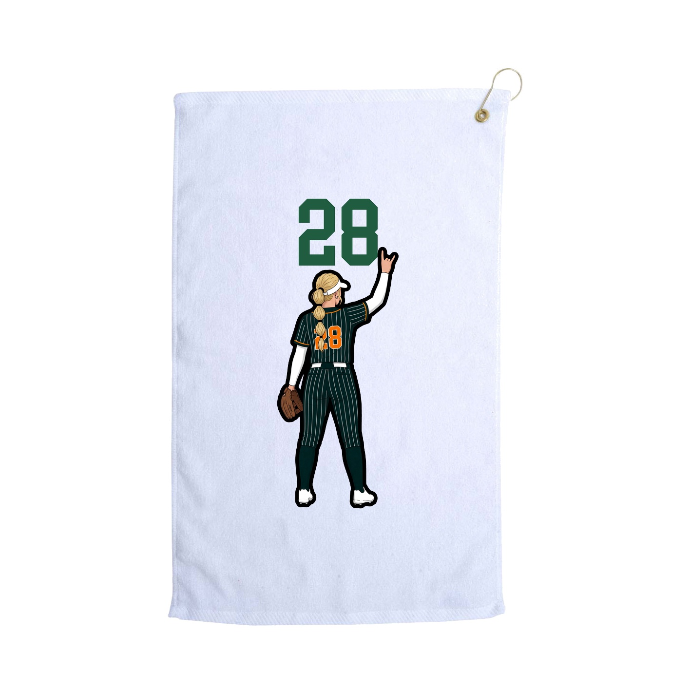 Golf Towel — Number Top in White