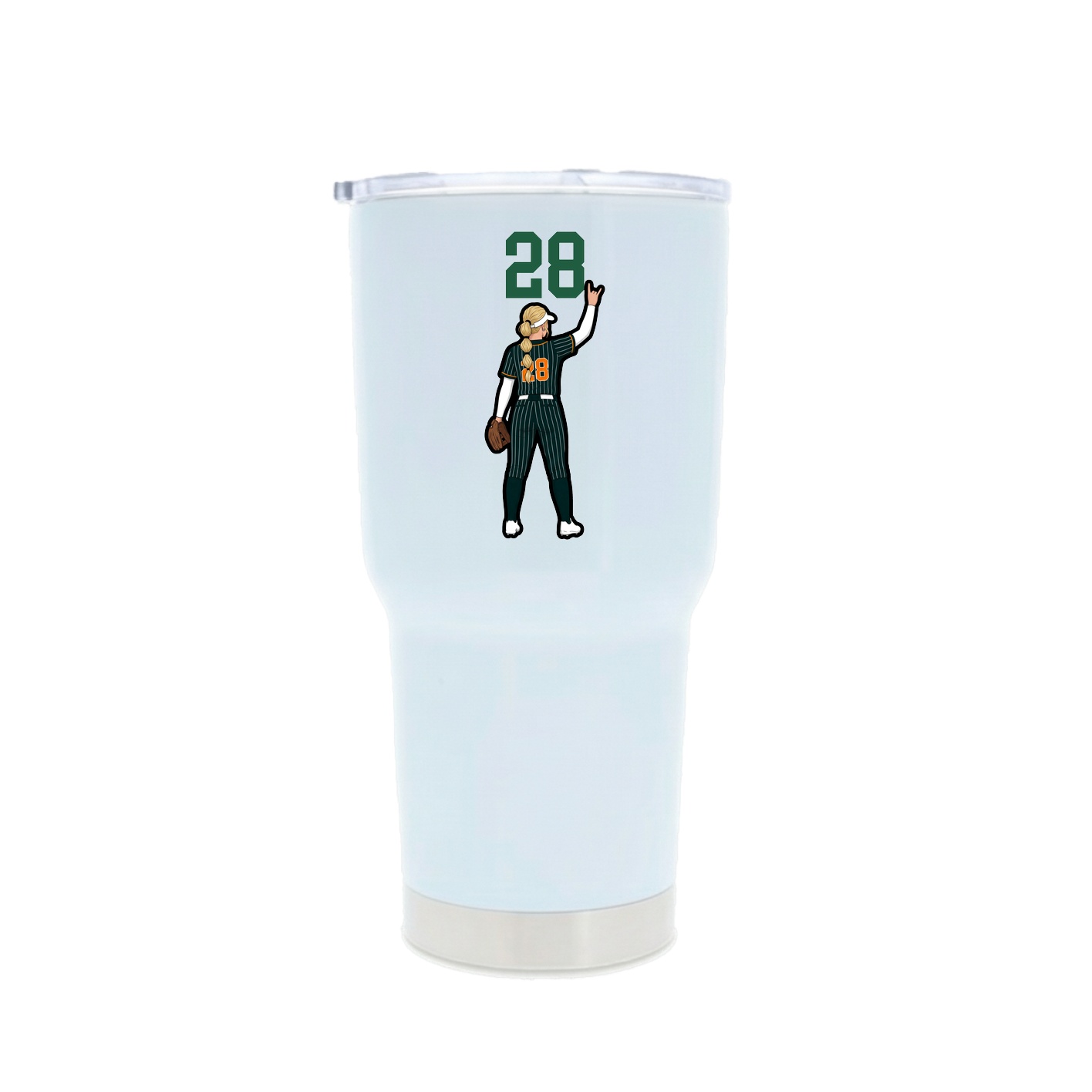30oz Stainless Steel Tumbler — Number Top in White