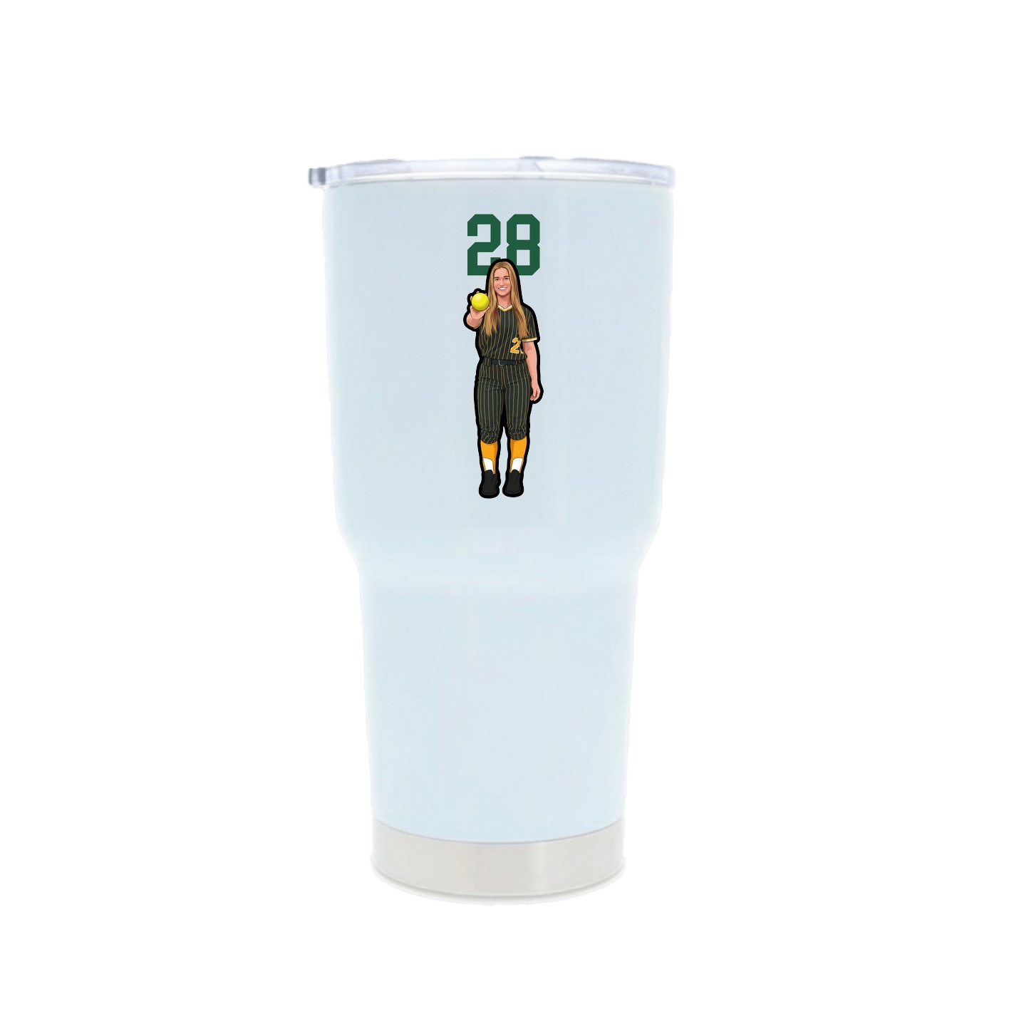 30oz Stainless Steel Tumbler — Number Top in White