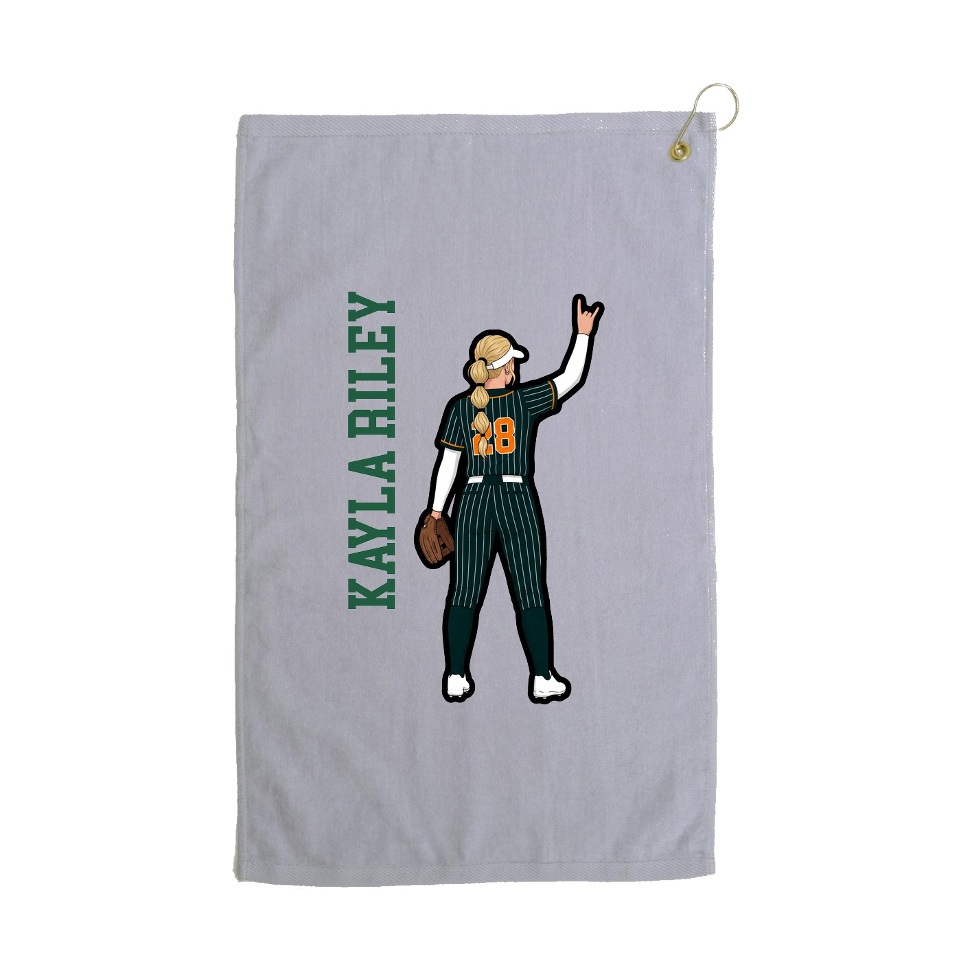 Golf Towel — Name Vertical in Grey