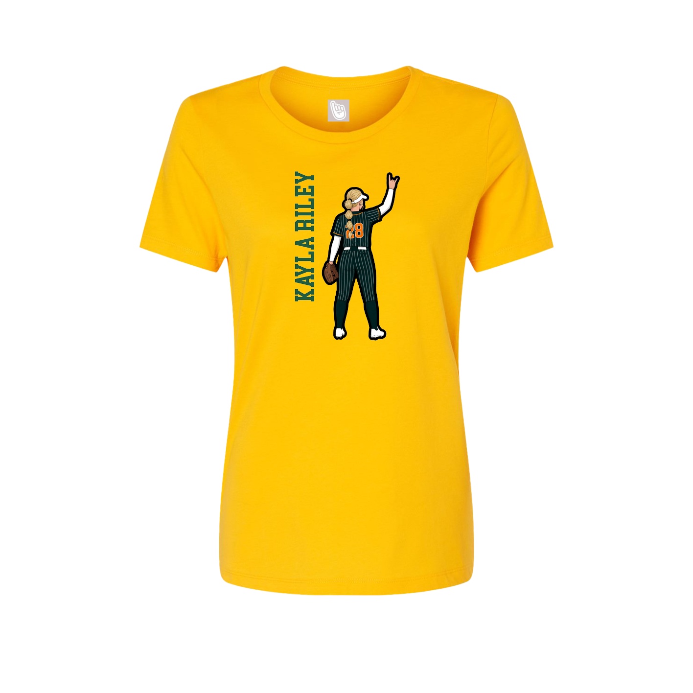 Fitted Women's Tee — Name Vertical in Gold