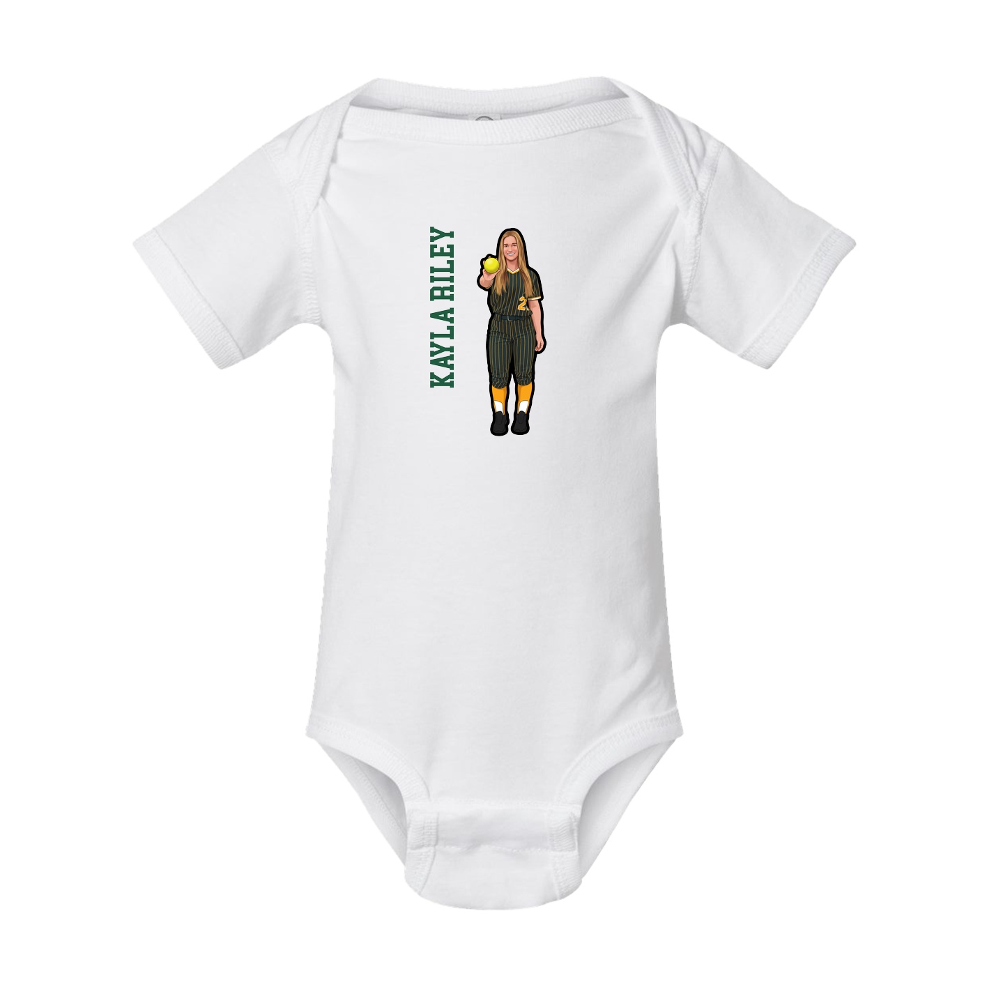 Baby Onesie — Name Vertical in White