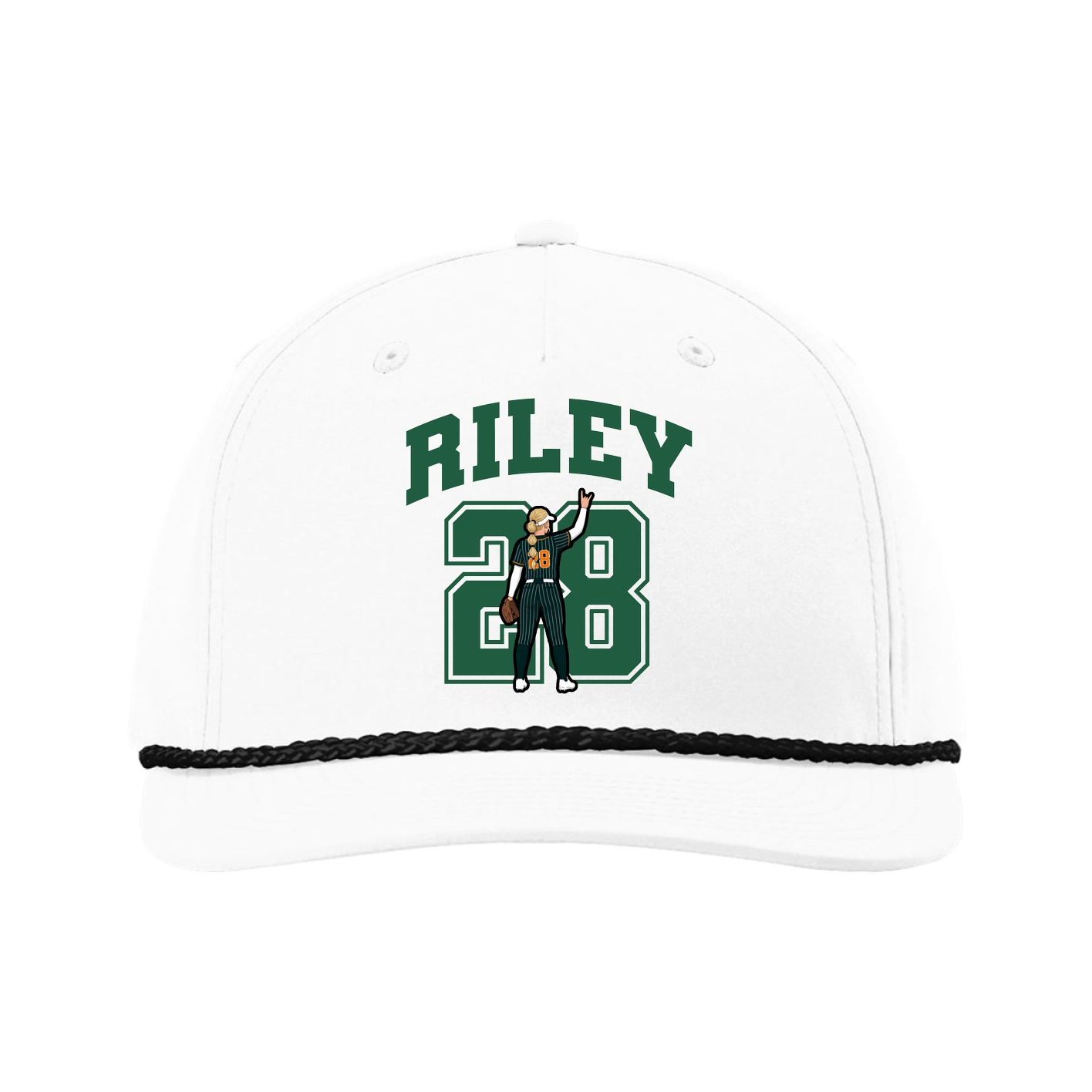 Five-Panel Classic Rope Cap — Number in White