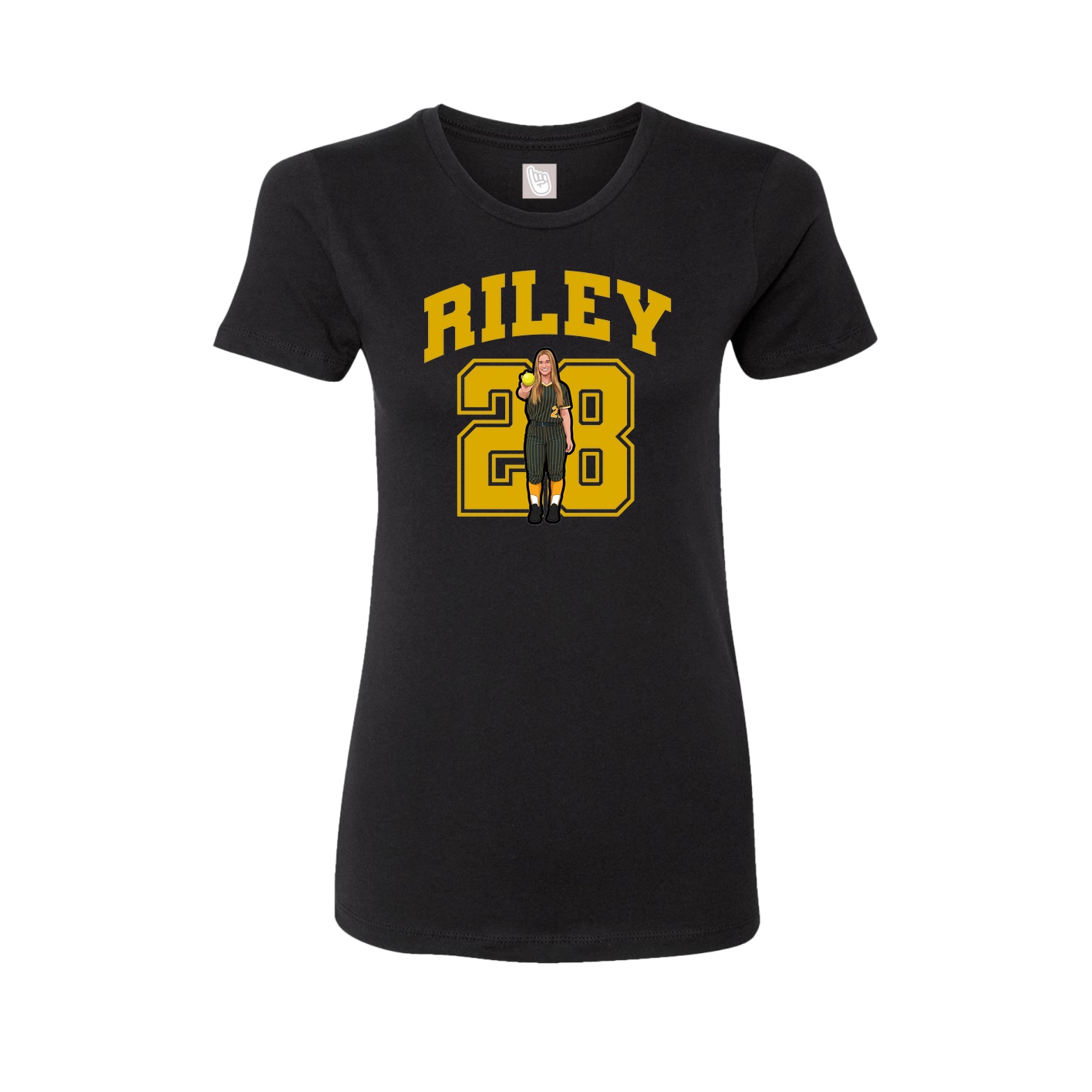 Fitted Women's Tee — Number in Black