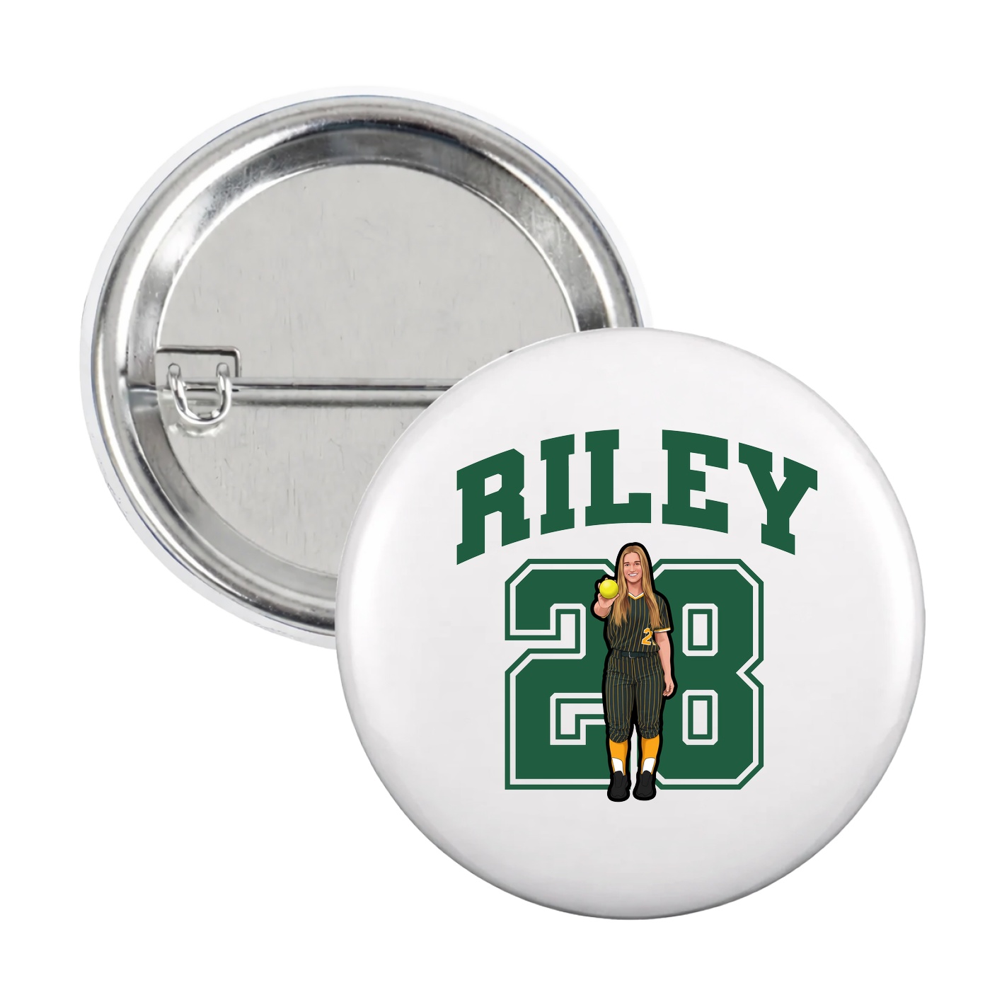 Game Day Button — Number in White