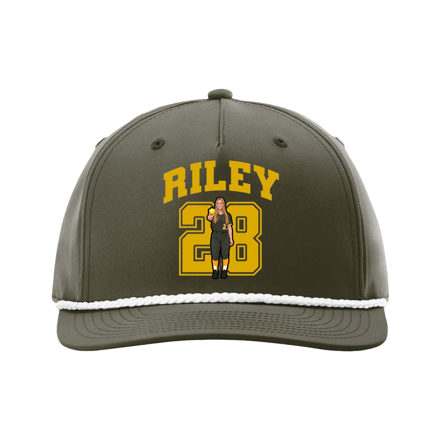 Five-Panel Classic Rope Cap — Number in Green