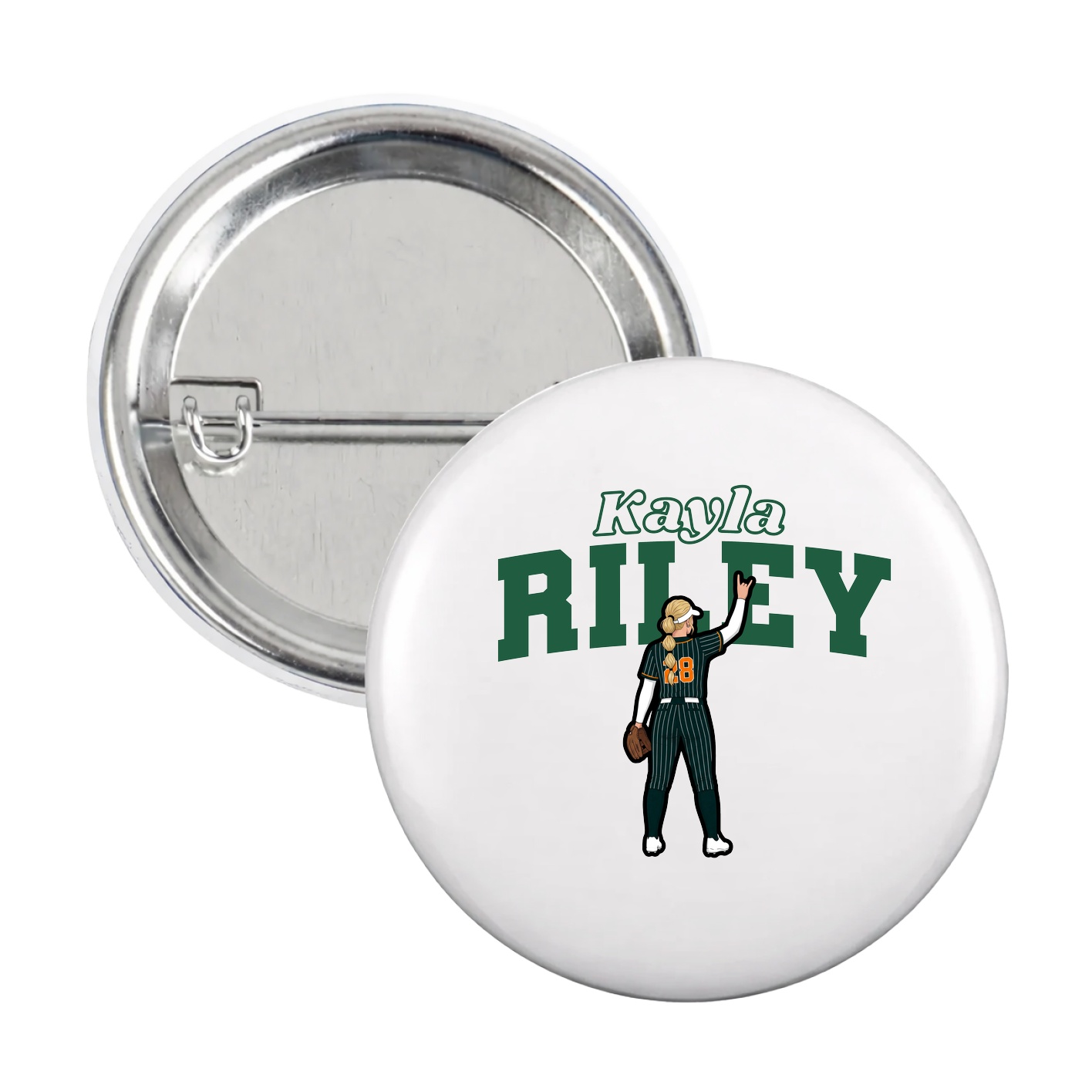Game Day Button — Name Arch in White