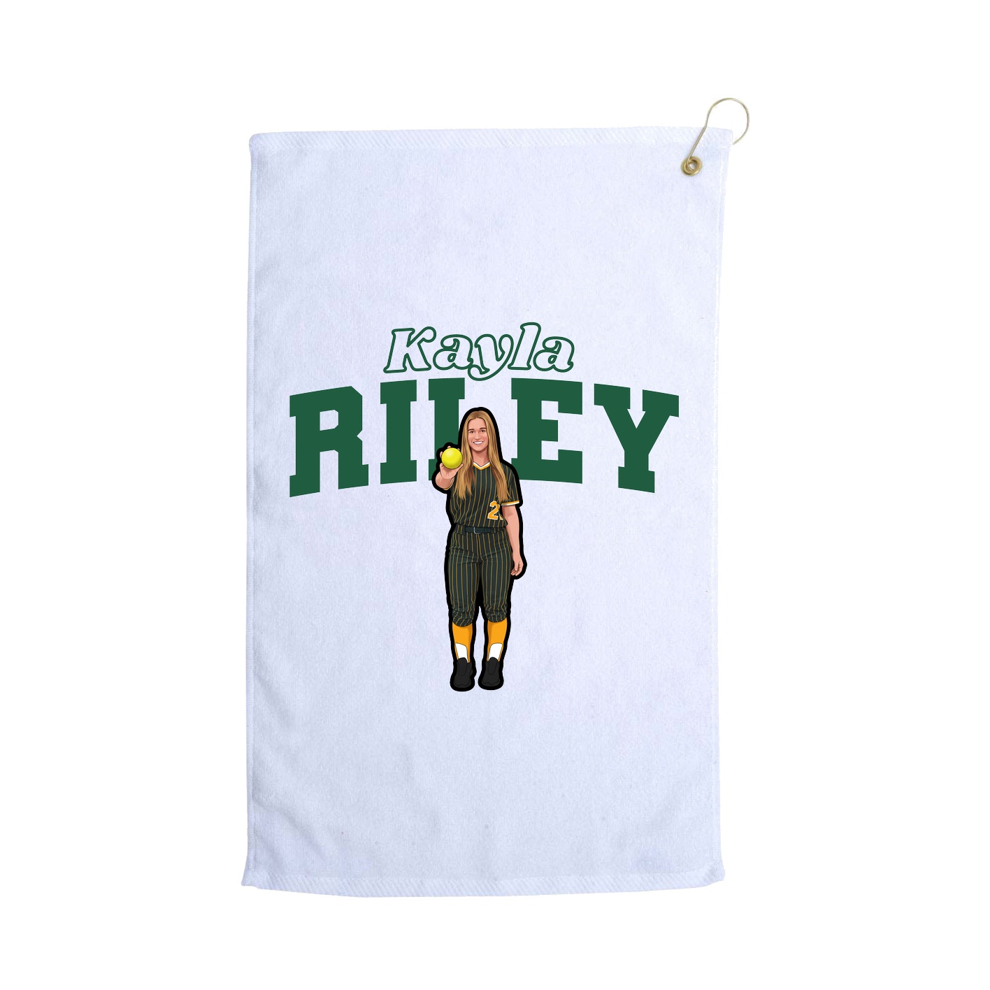 Golf Towel — Name Arch in White