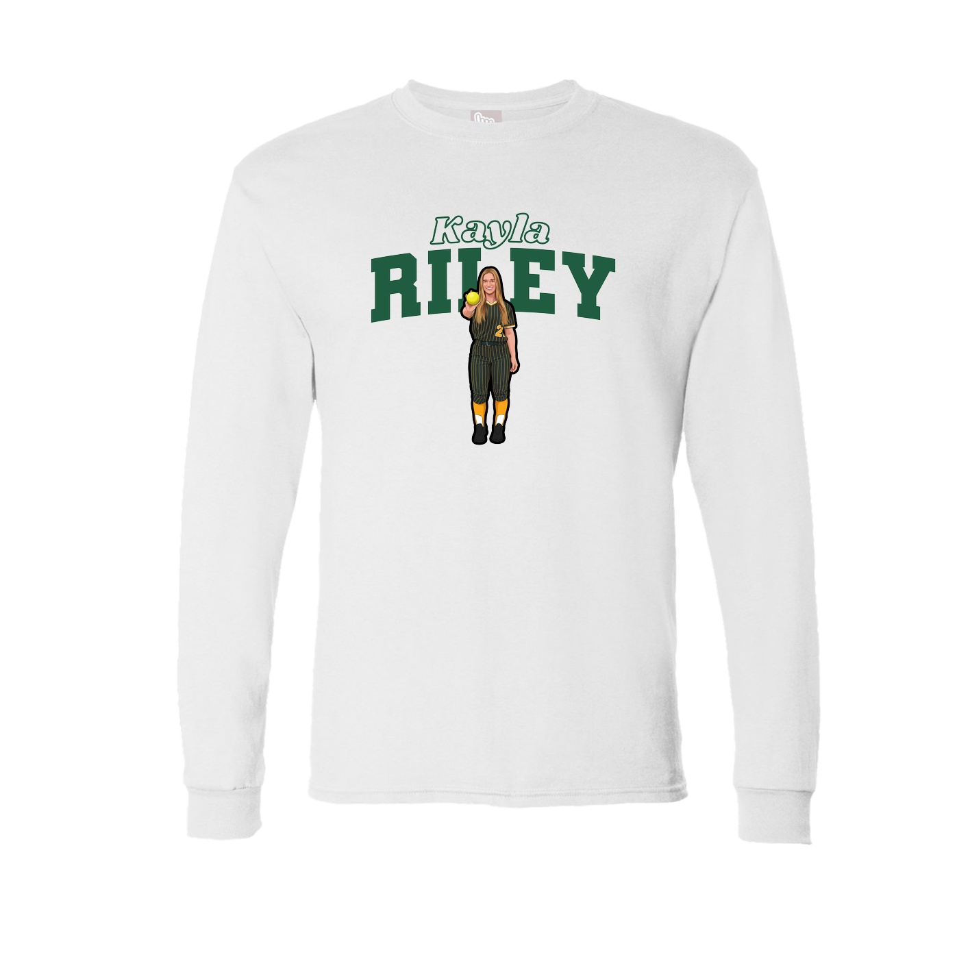 Long Sleeve Tee — Name Arch in White