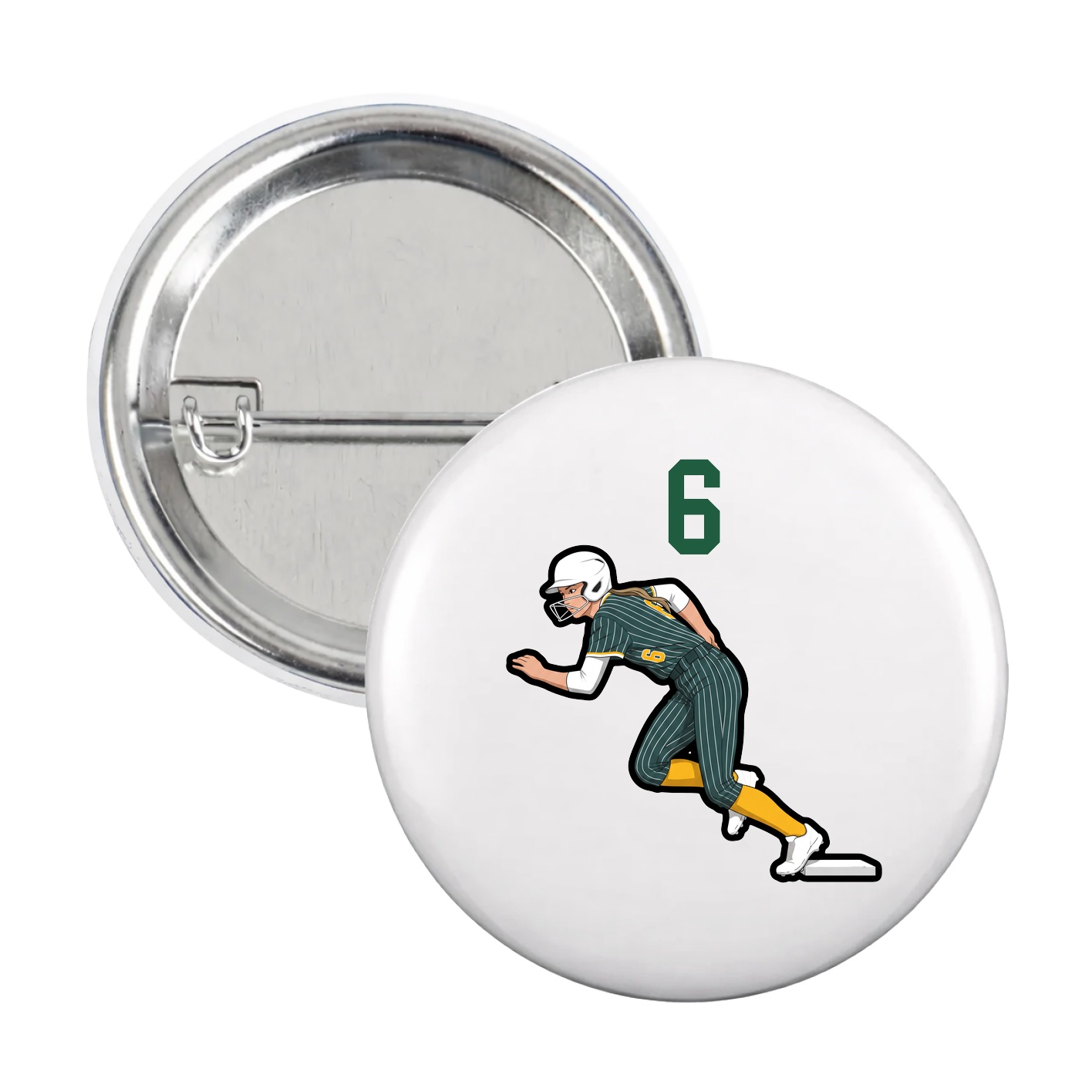 Game Day Button — Number Top in White
