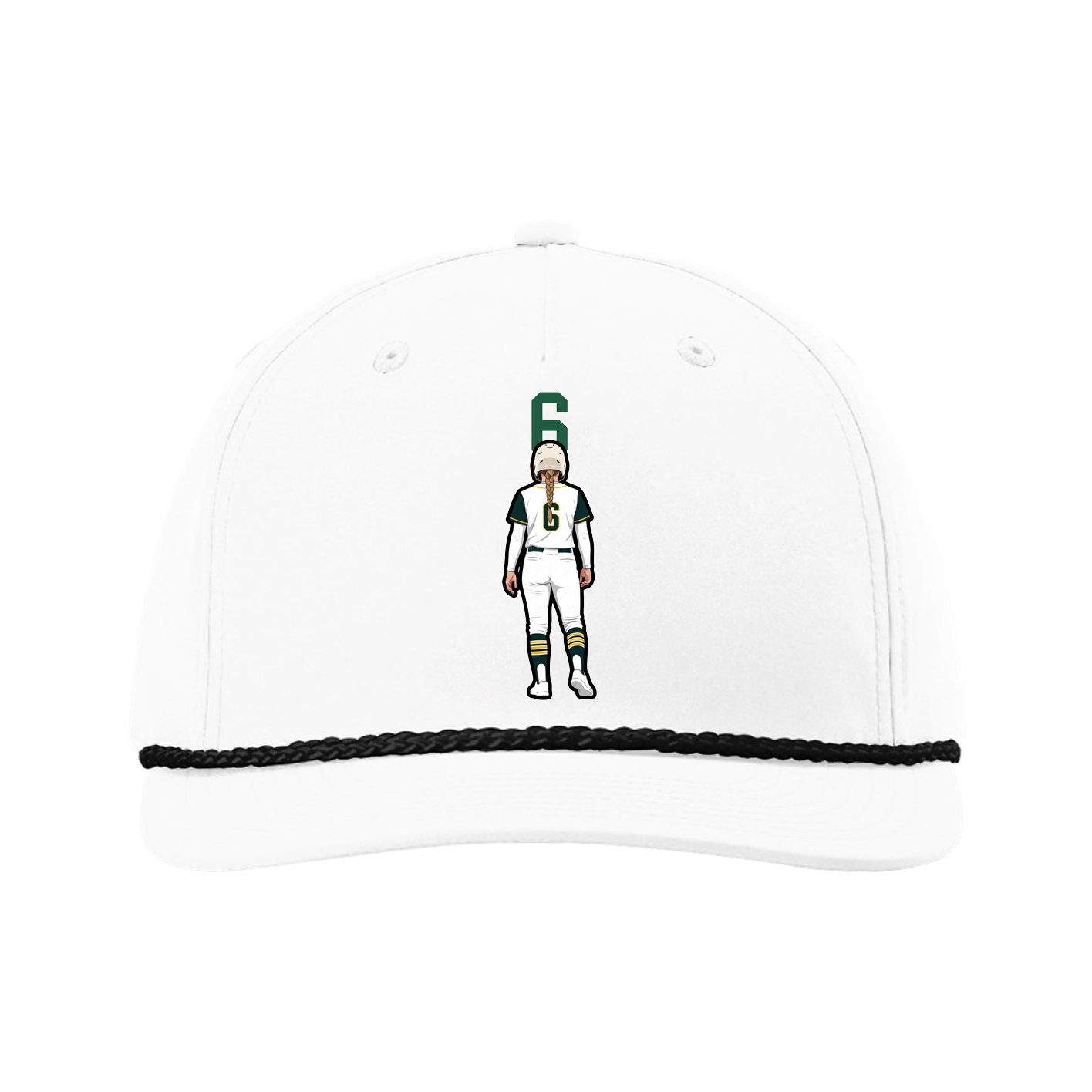 Five-Panel Classic Rope Cap — Number Top in White