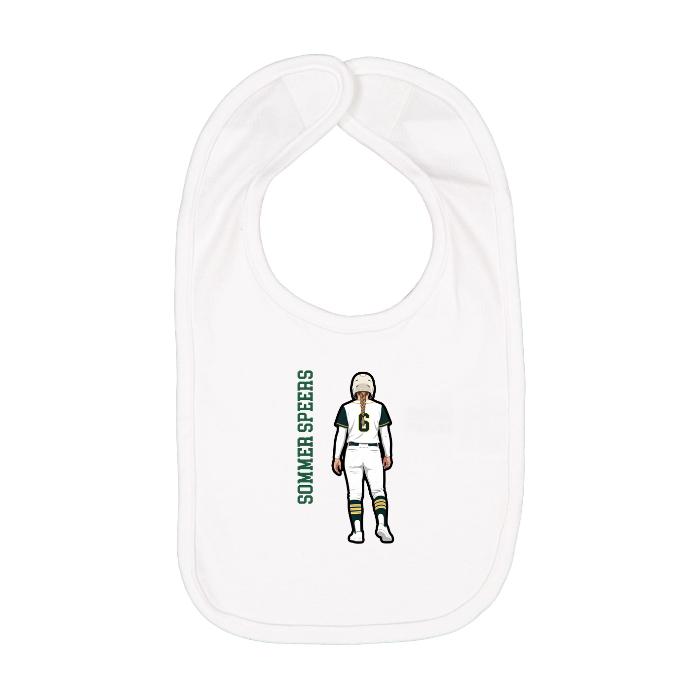 Infant Bib — Name Vertical in White