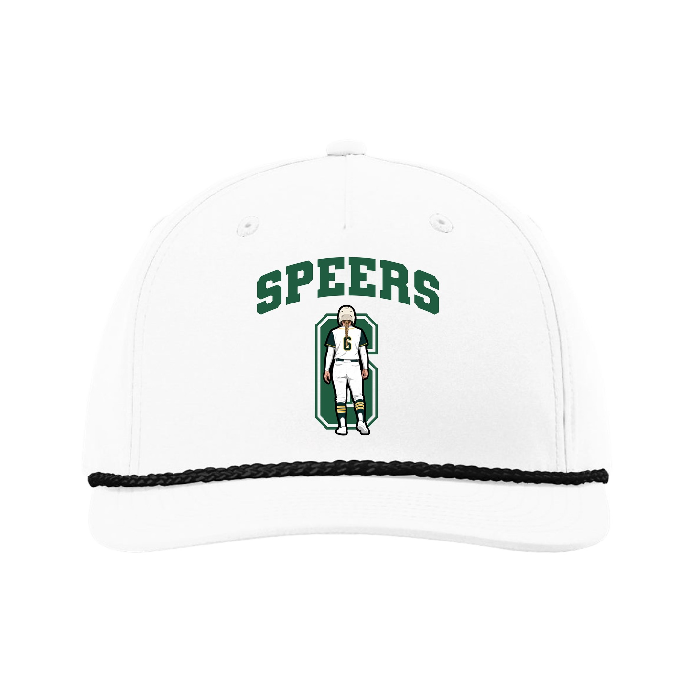 Five-Panel Classic Rope Cap — Number in White