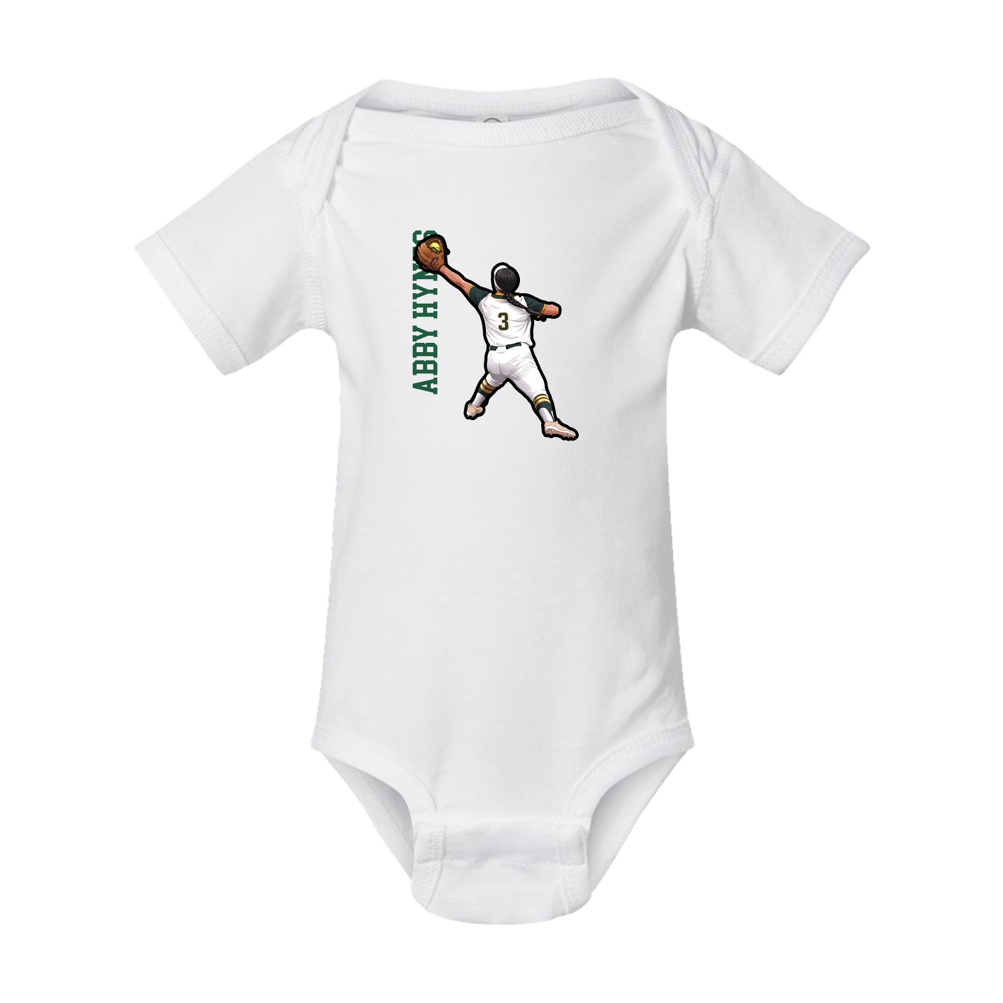 Baby Onesie — Name Vertical in White