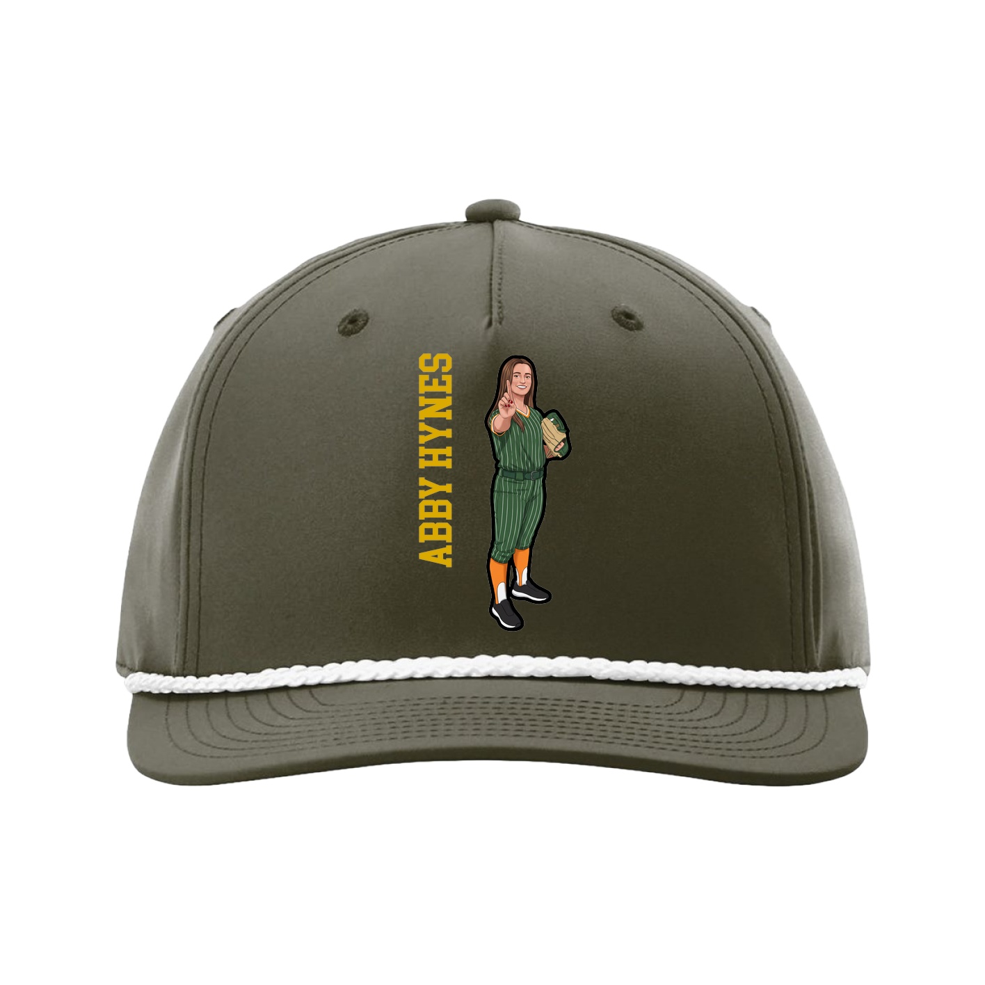 Five-Panel Classic Rope Cap — Name Vertical in Green