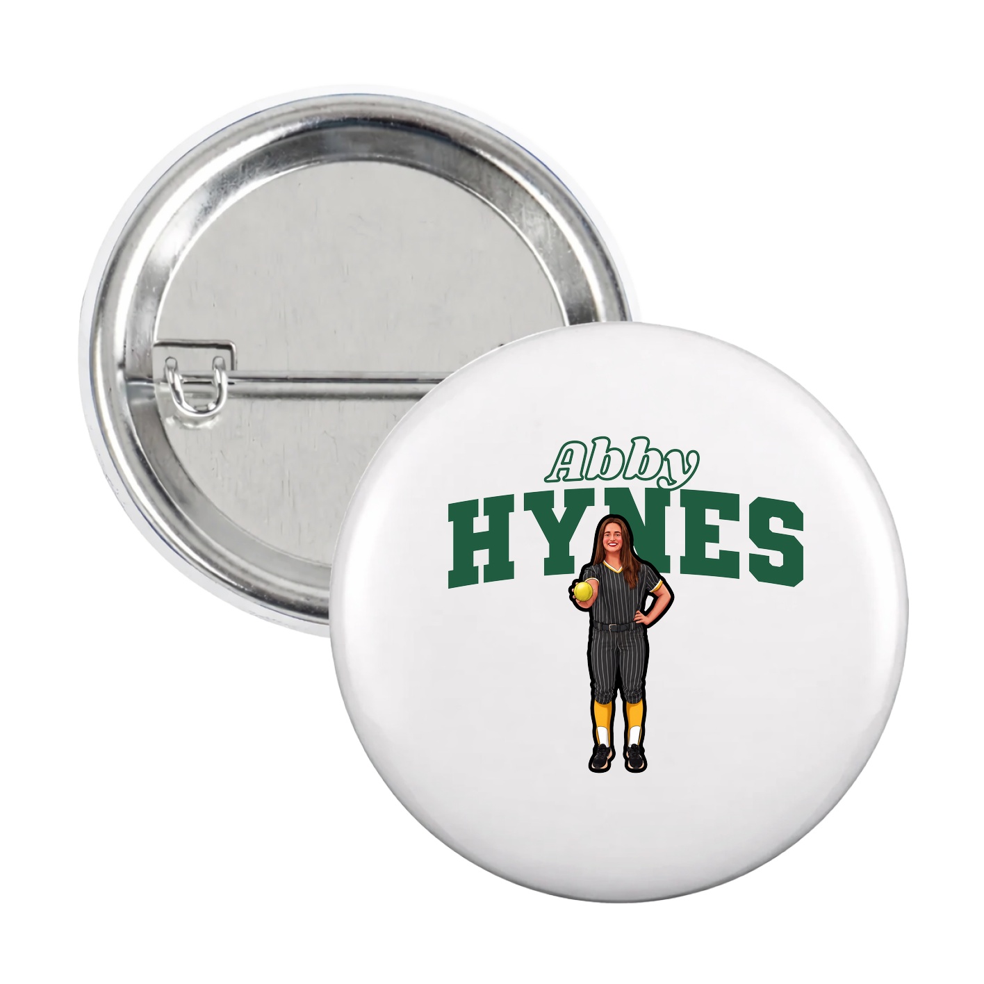 Game Day Button — Name Arch in White